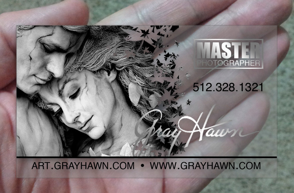 A transparent business card I created for an event Gray was attending in New York City.