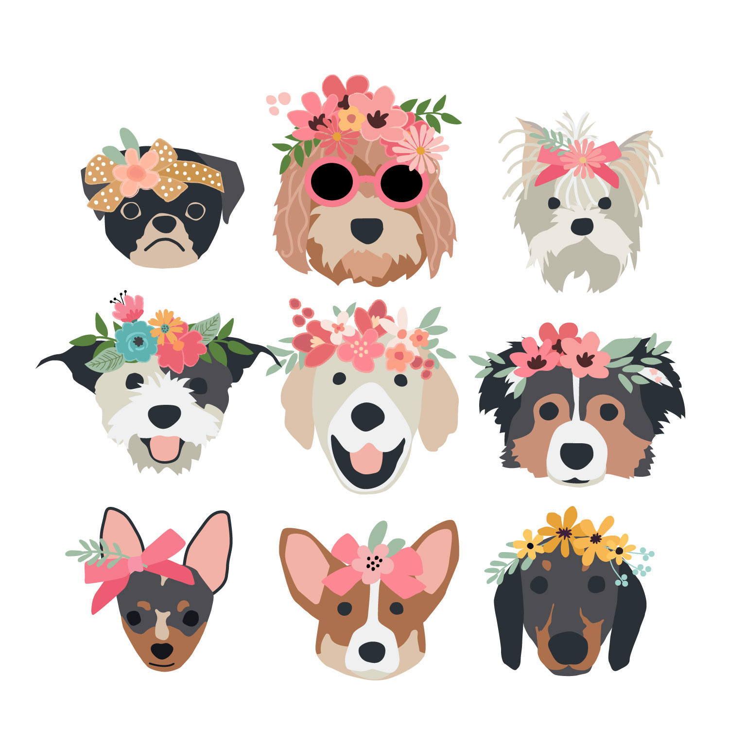 Pups 2.0 with Flowers