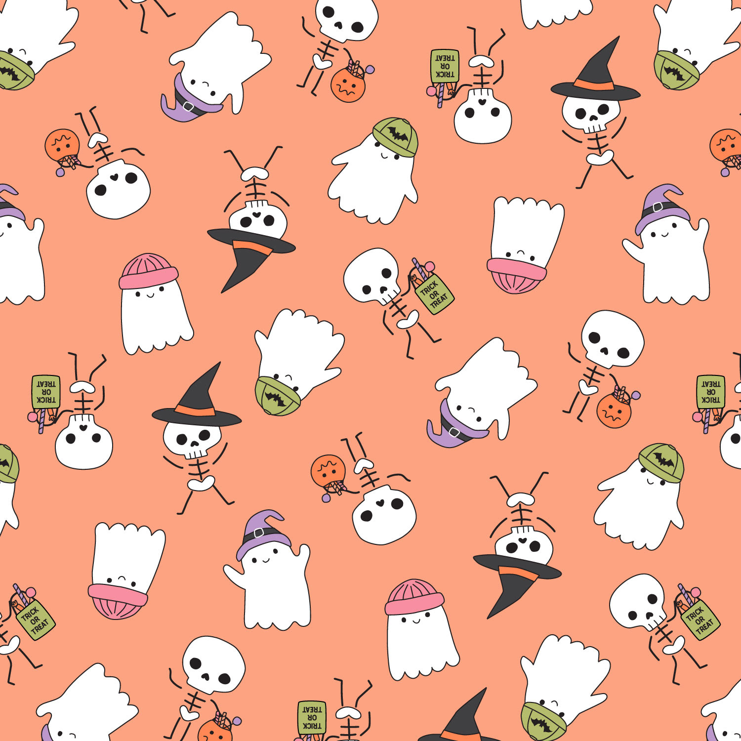 strick or treat ghosts orange