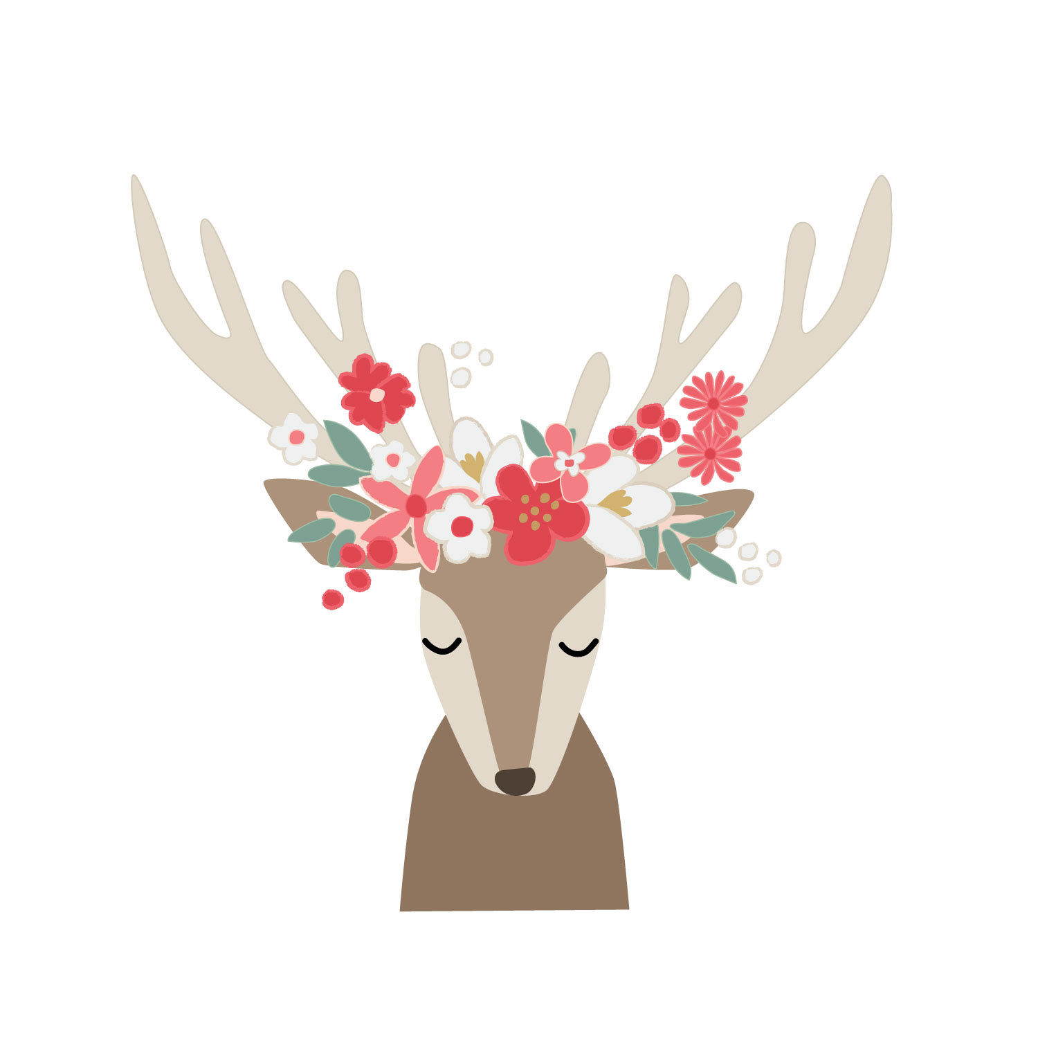 Reindeer and Flowers