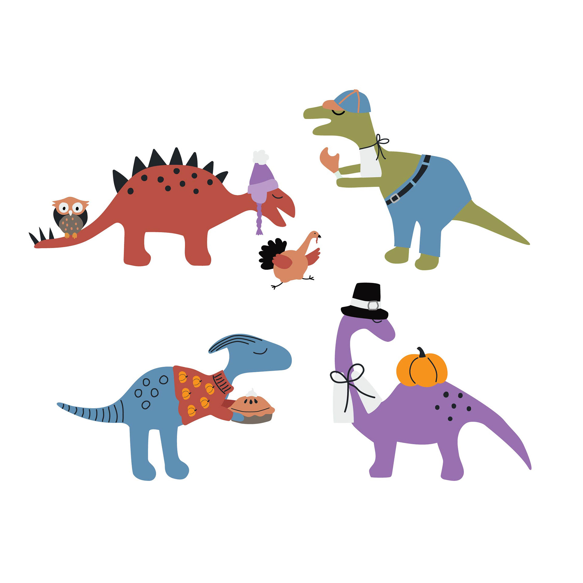 Thanksgiving Dinos illustration