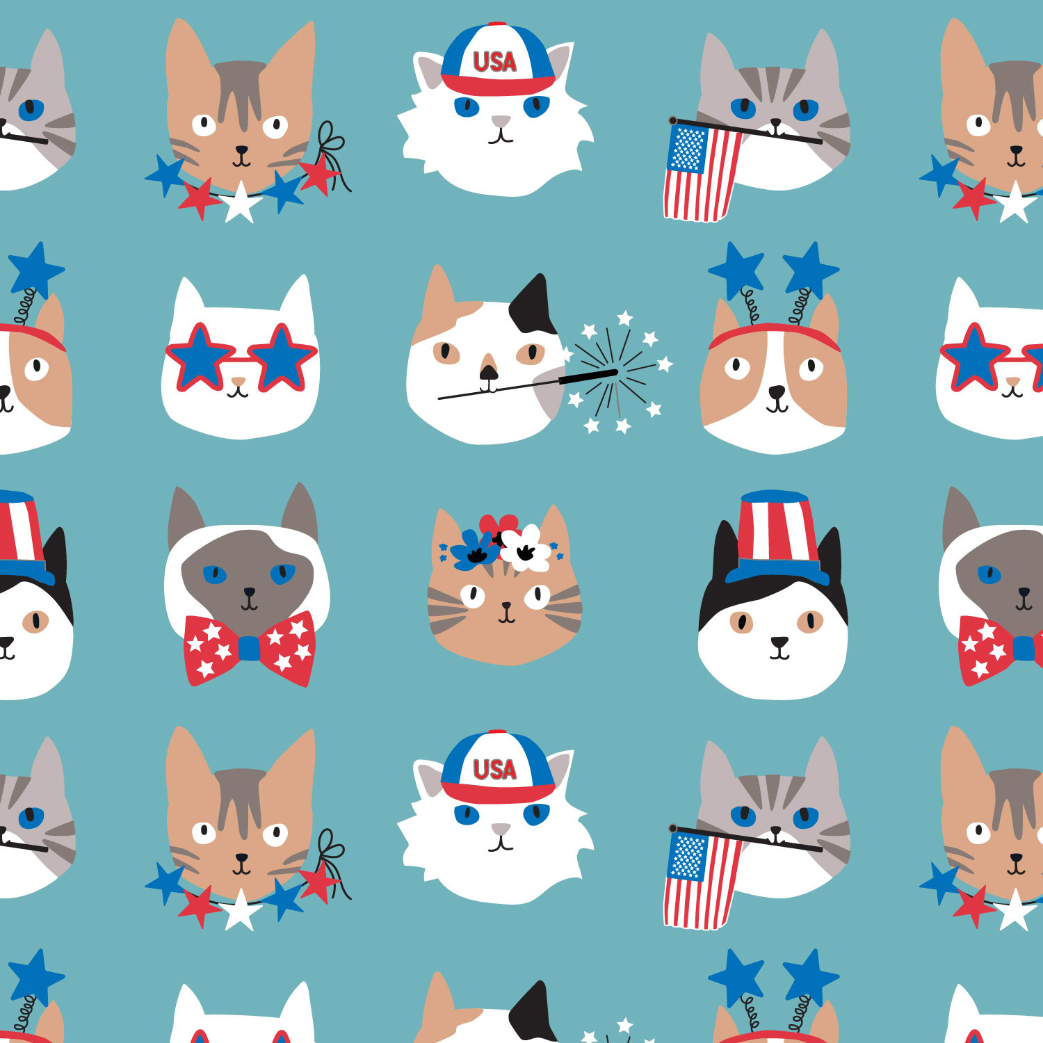 4th of July Cats pattern