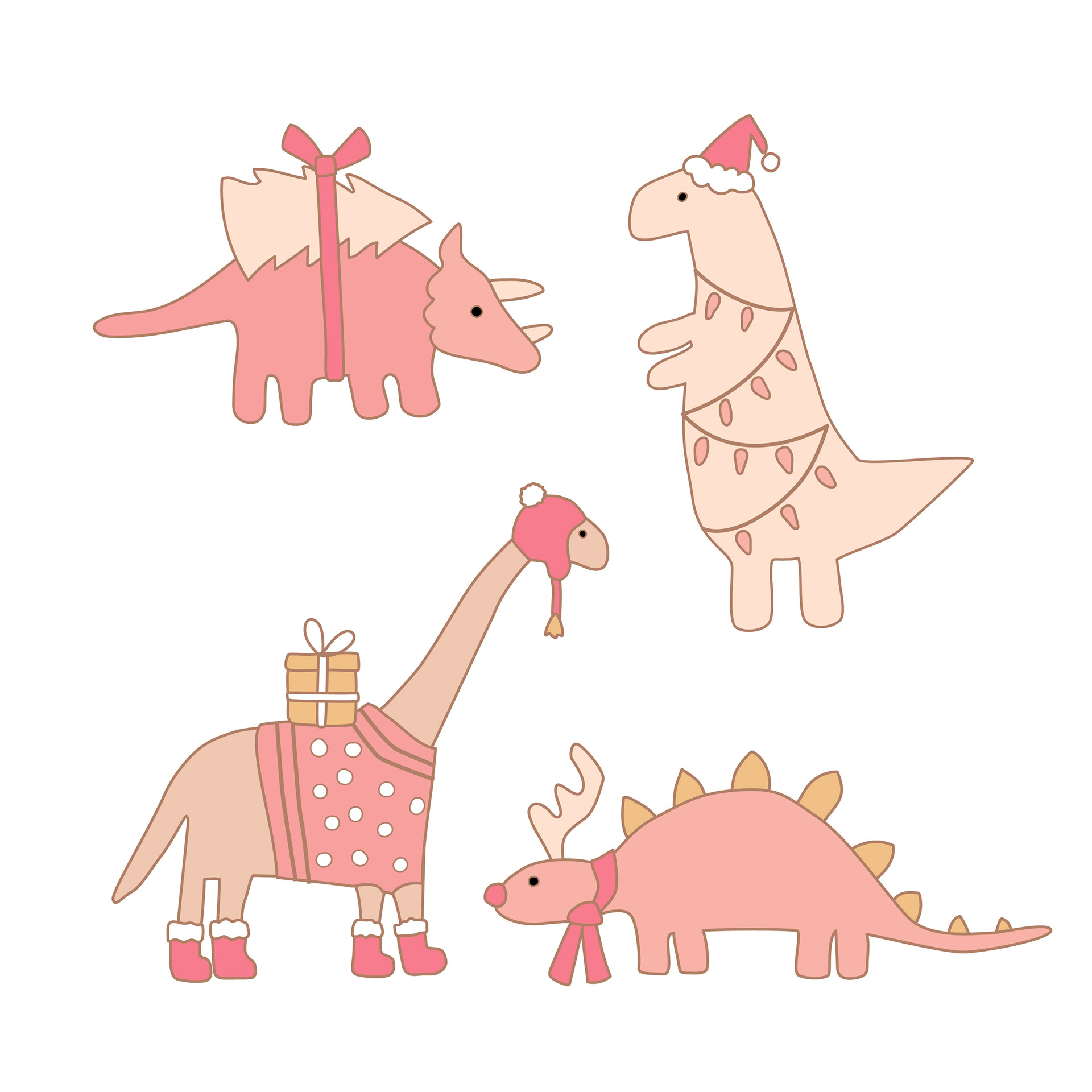 Holiday Dinos pink