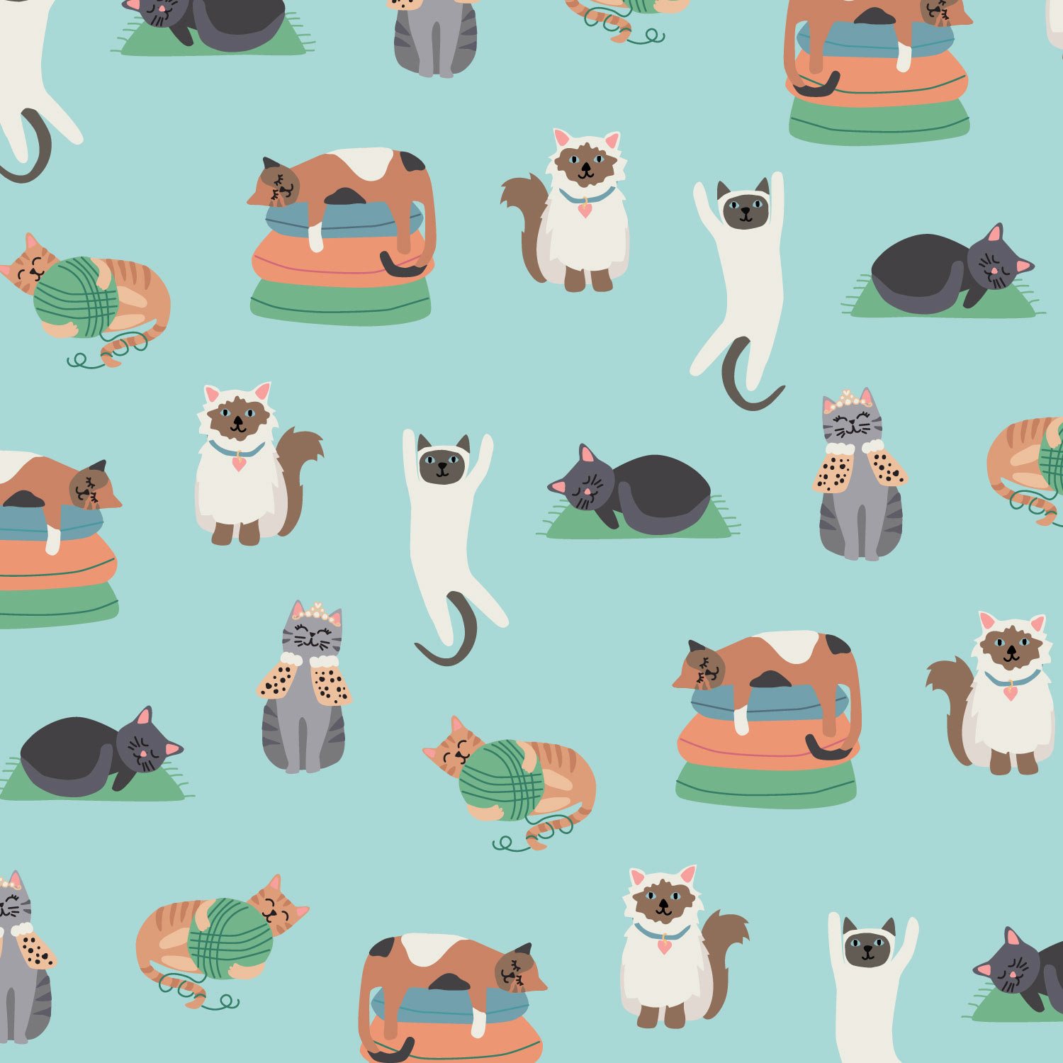 Silly Cats on Aqua