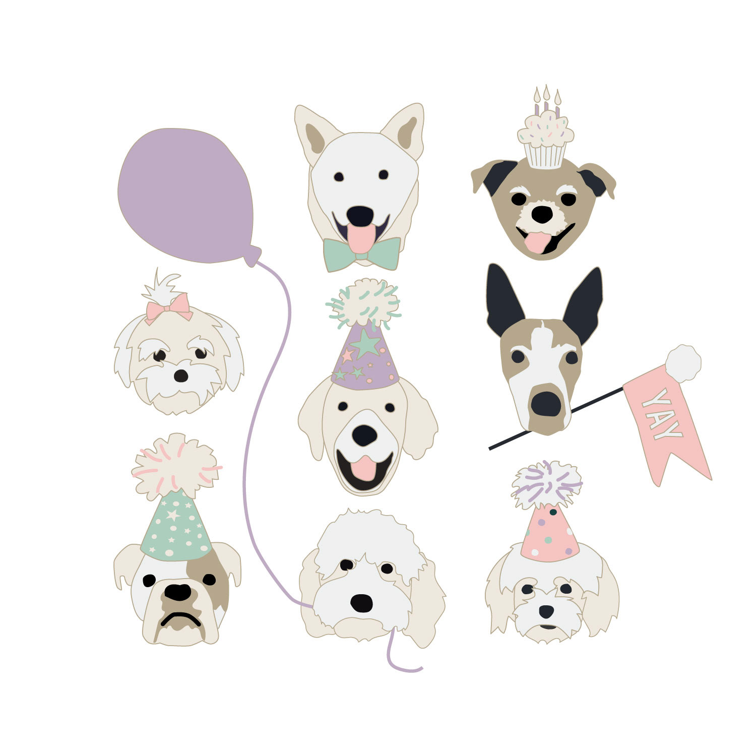 Birthday Pups Purple
