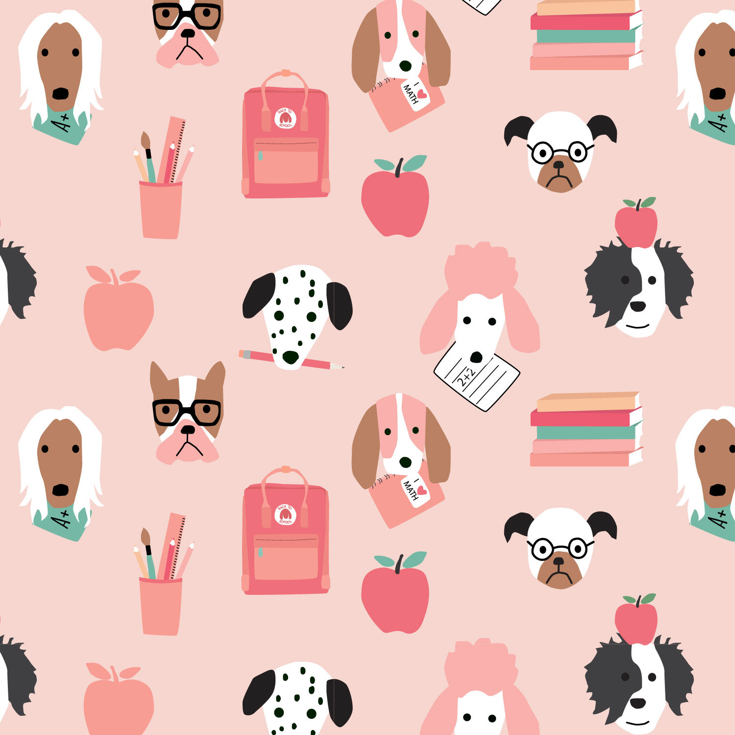 Back to School Pups on Pink