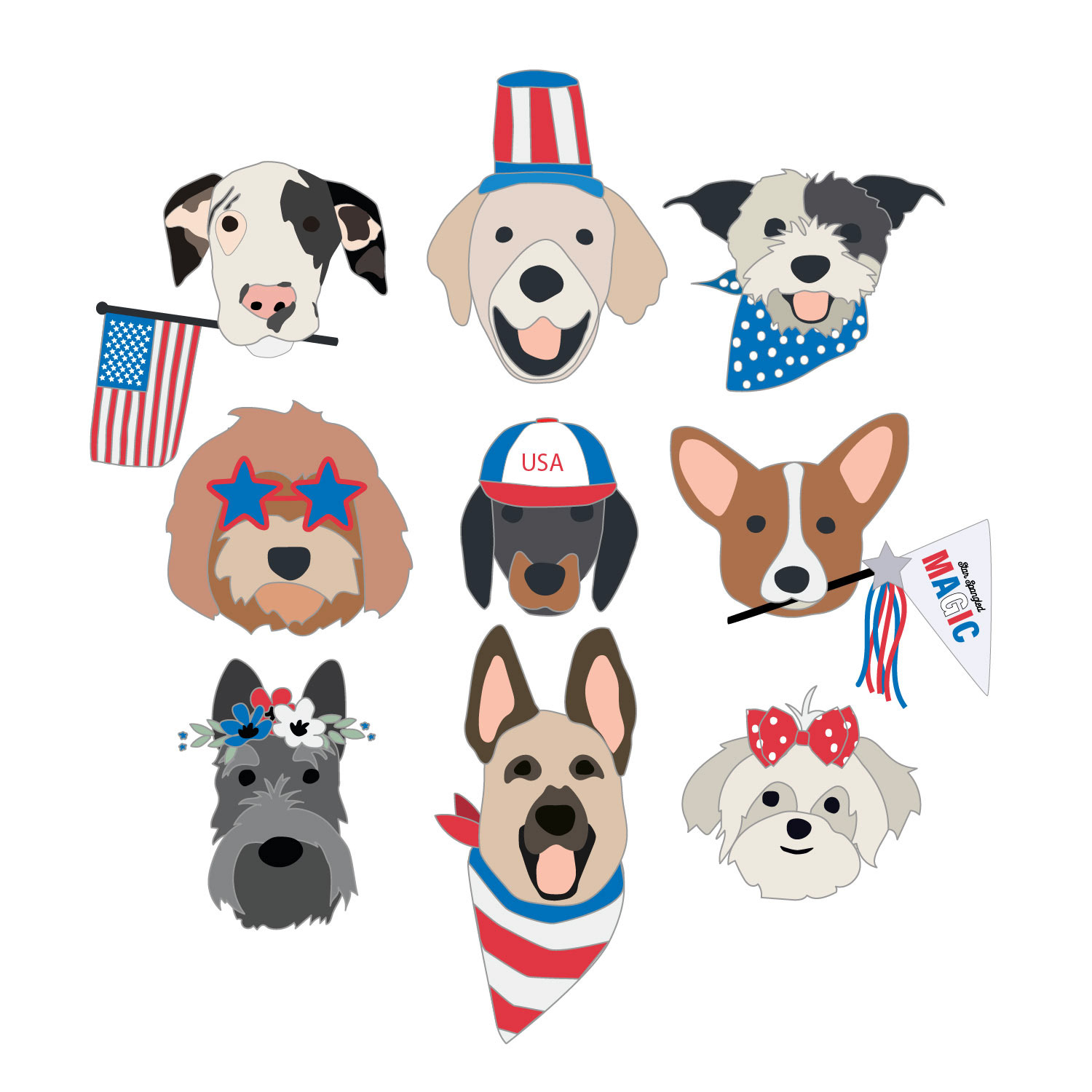 4th of July New Pups White