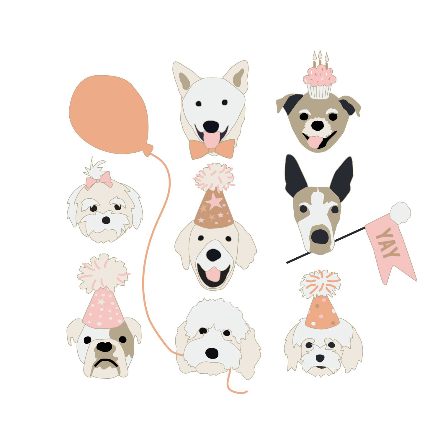 Birthday Pups Pink