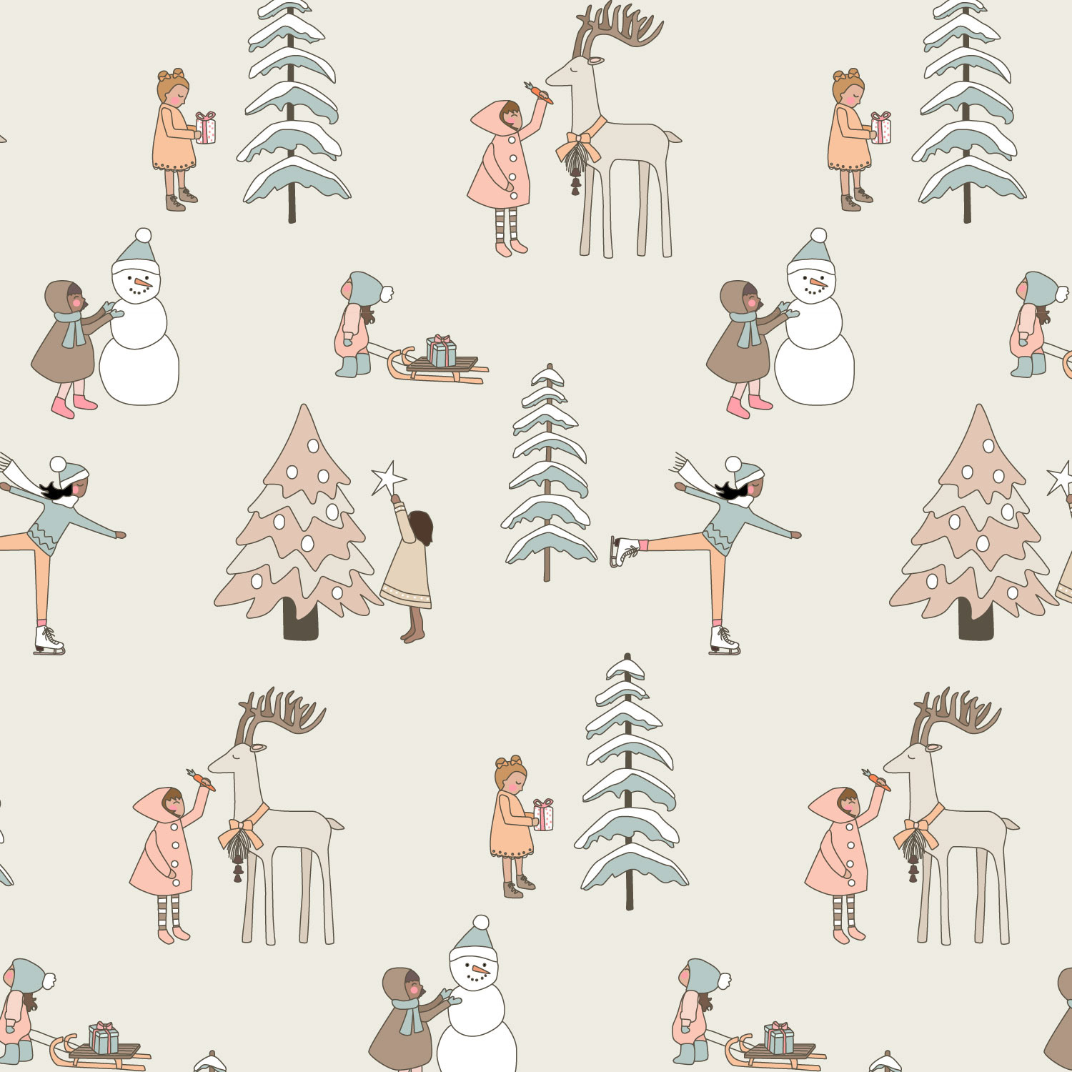 Holiday Children on Cream