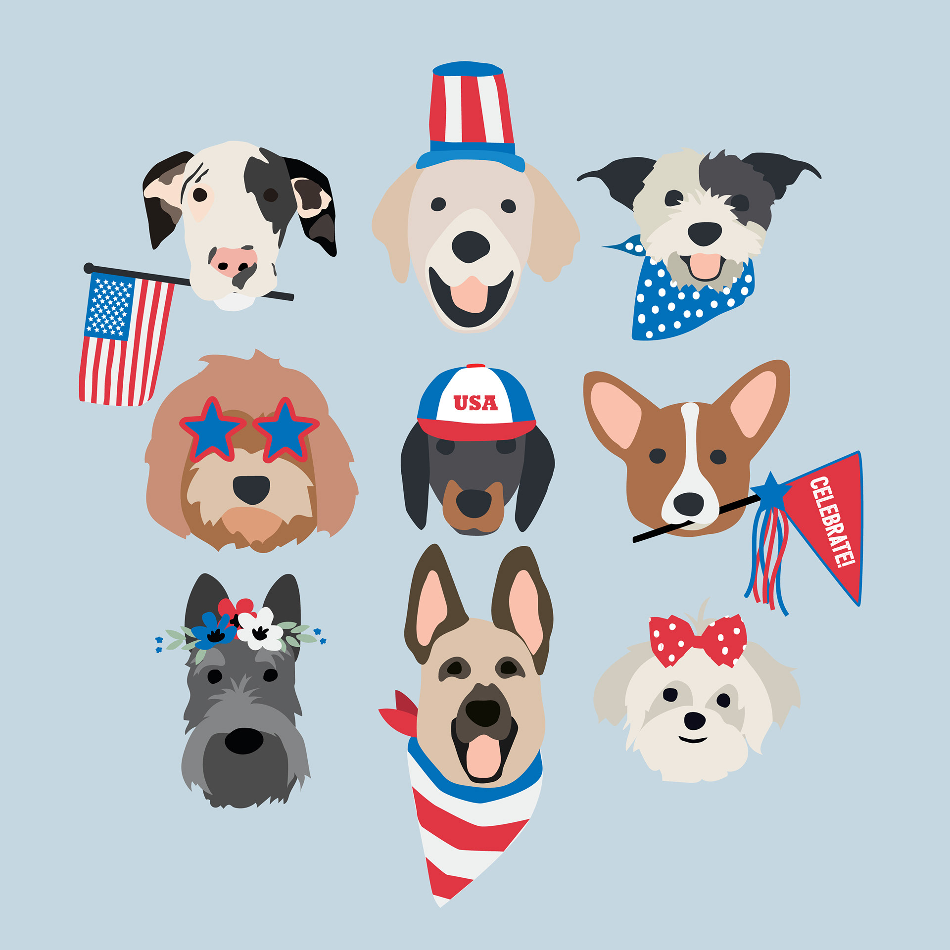 4th of July New Pups Blue