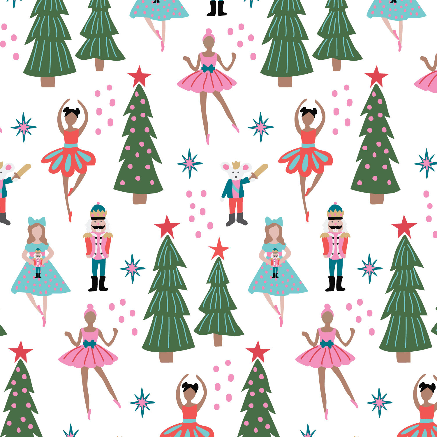 Nutcracker Ballet on White