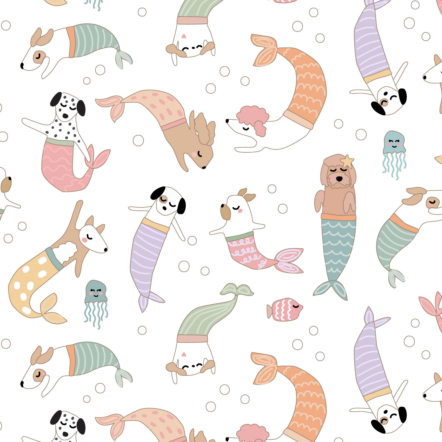 Mermaid Pups pattern