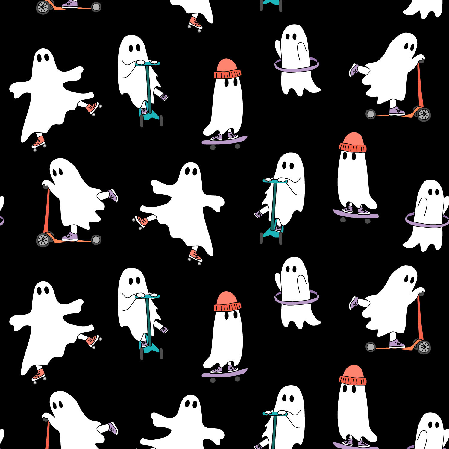 skate ghosts black