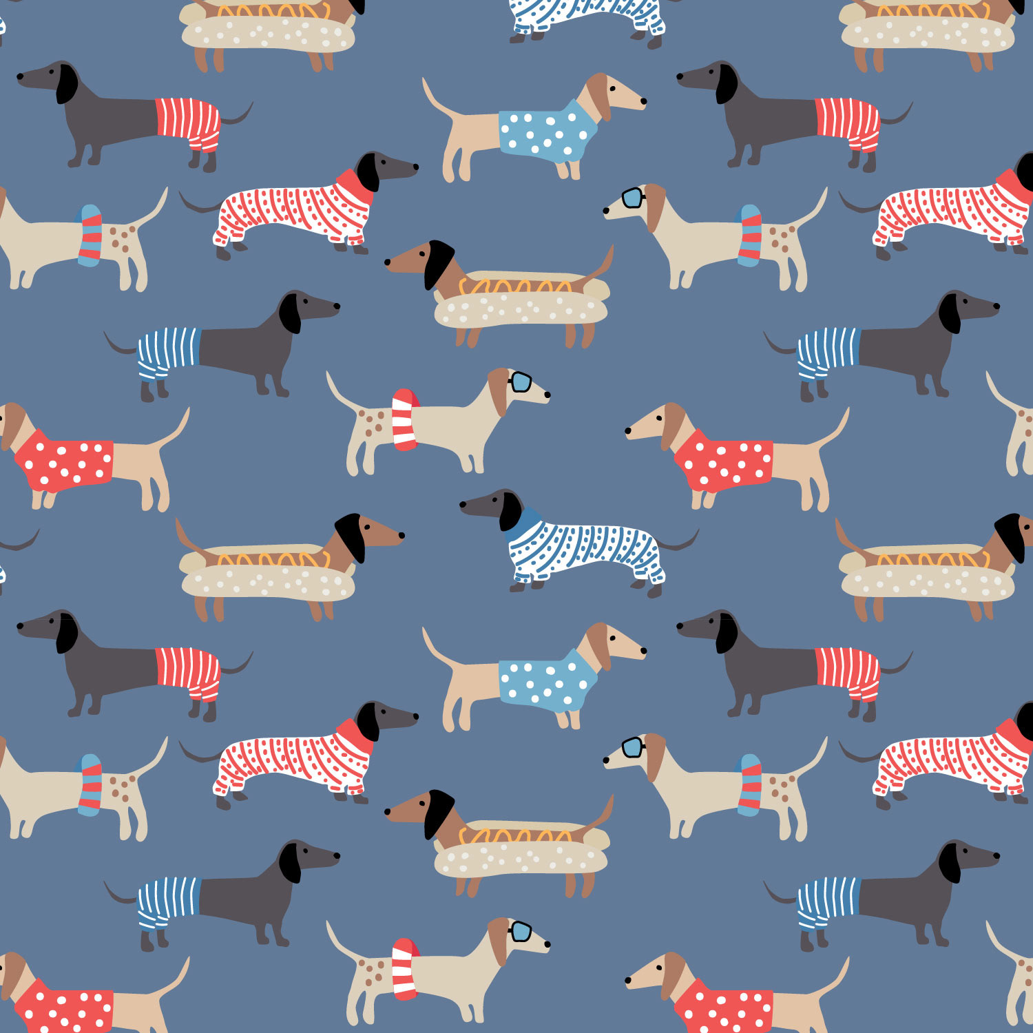 Dachshunds on Blue