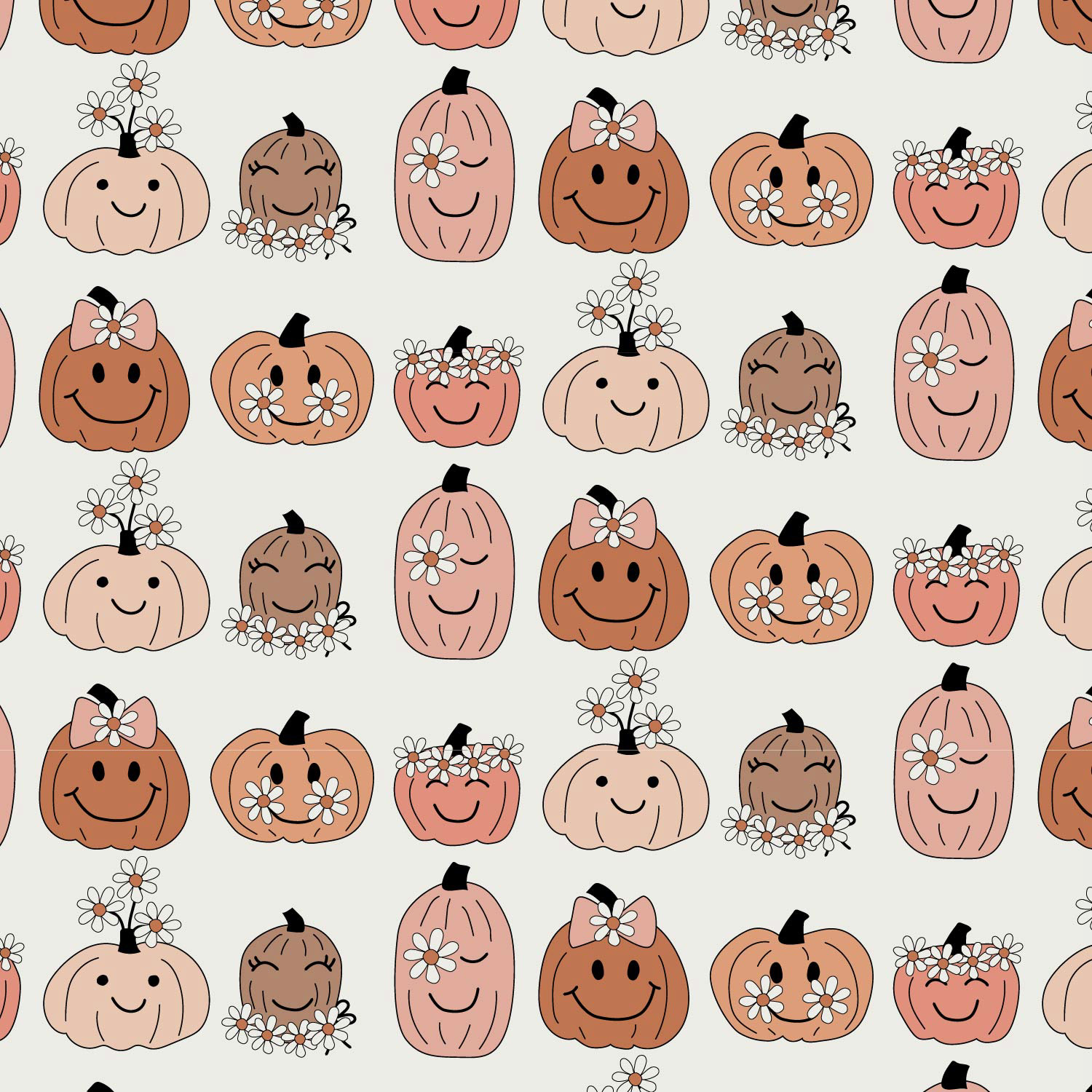 groovy neutral pumpkins flowers