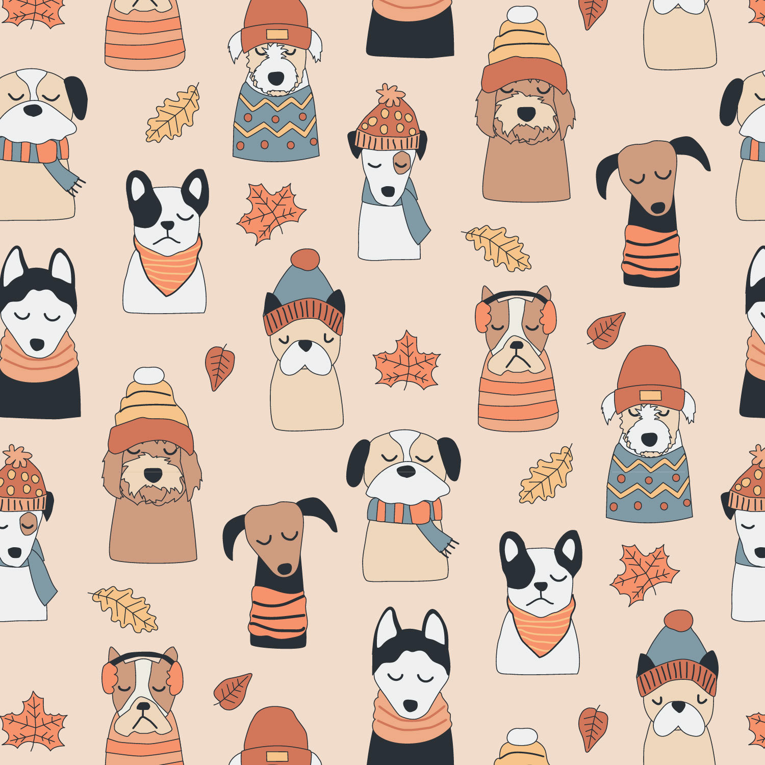 Fall Pups in Sweaters pattern