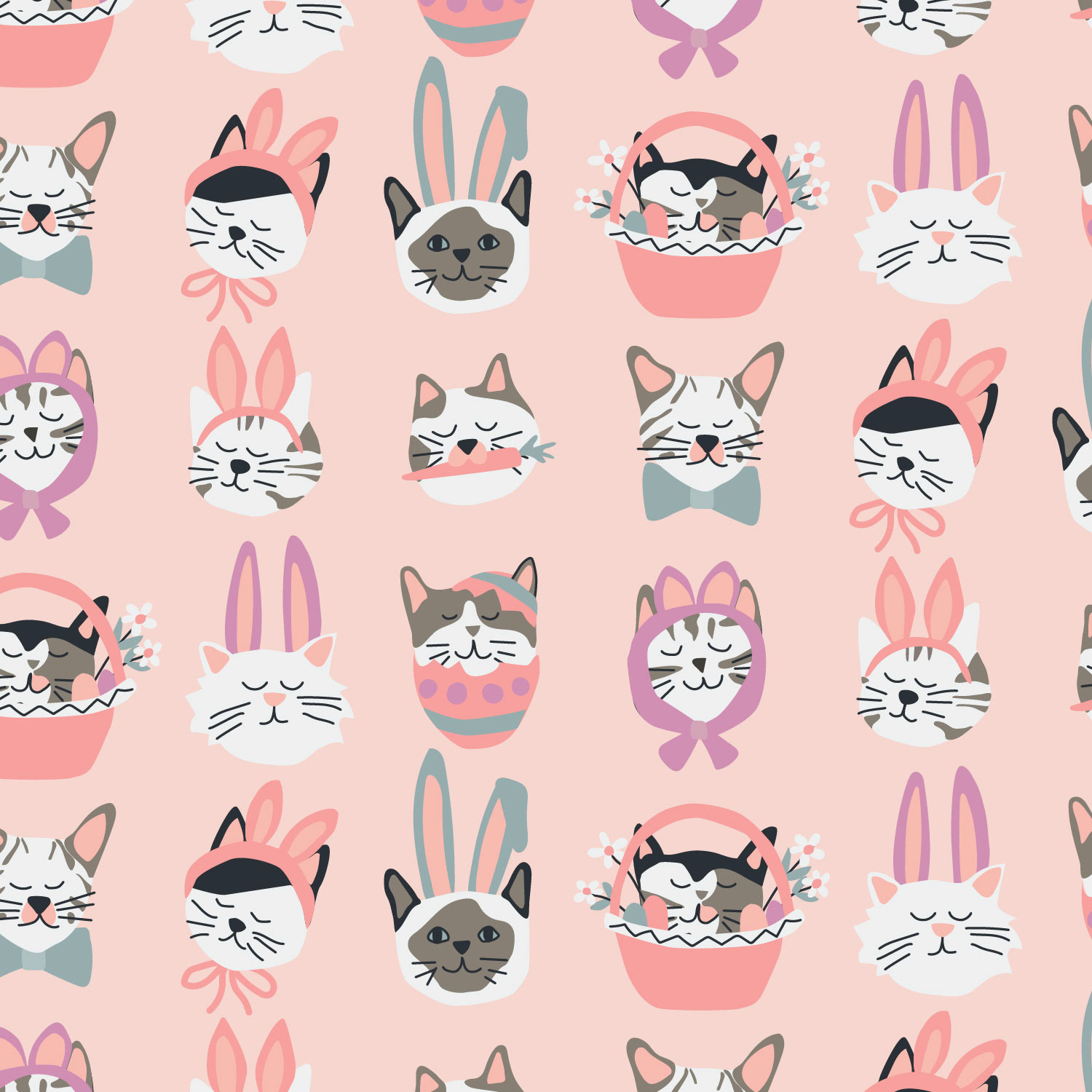 Easter Cats on Pink