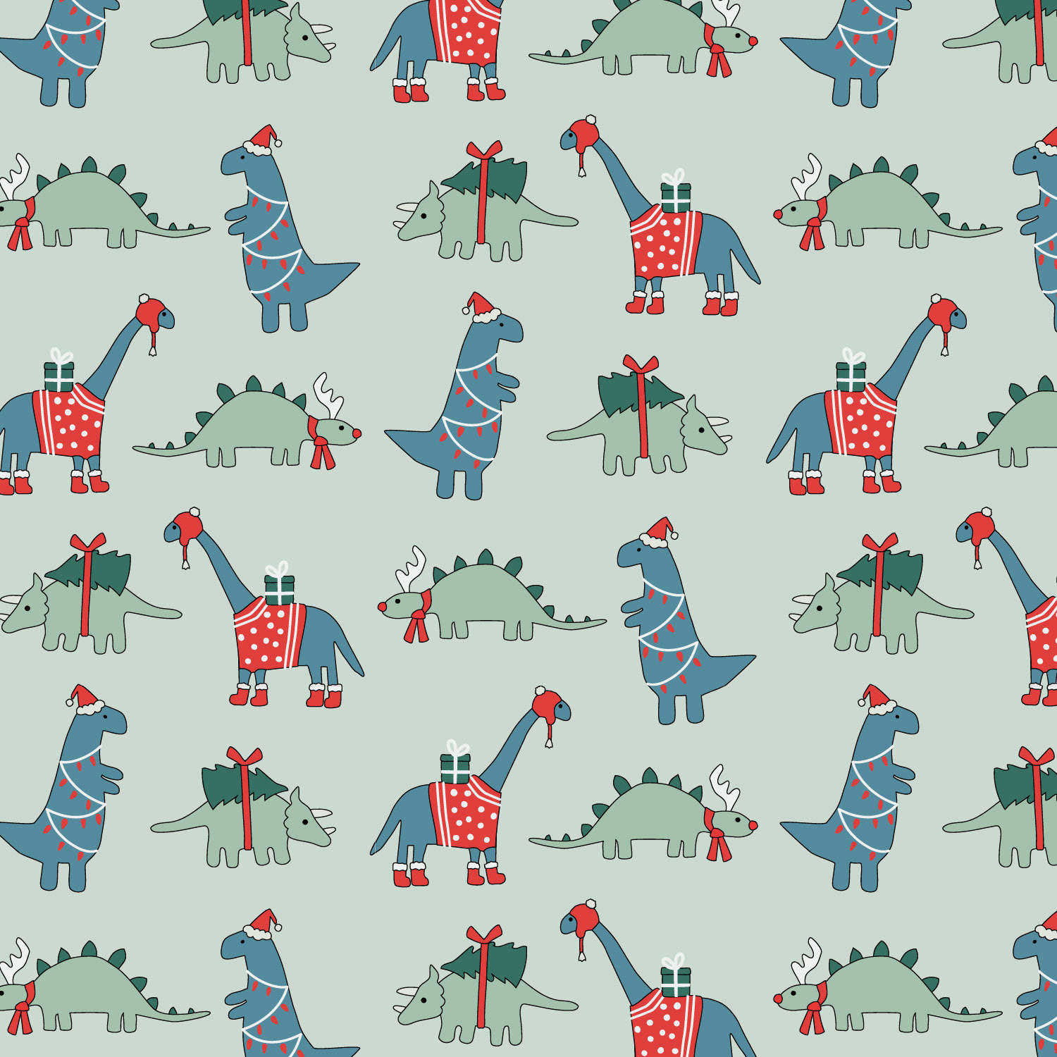 Holiday Dinos Green