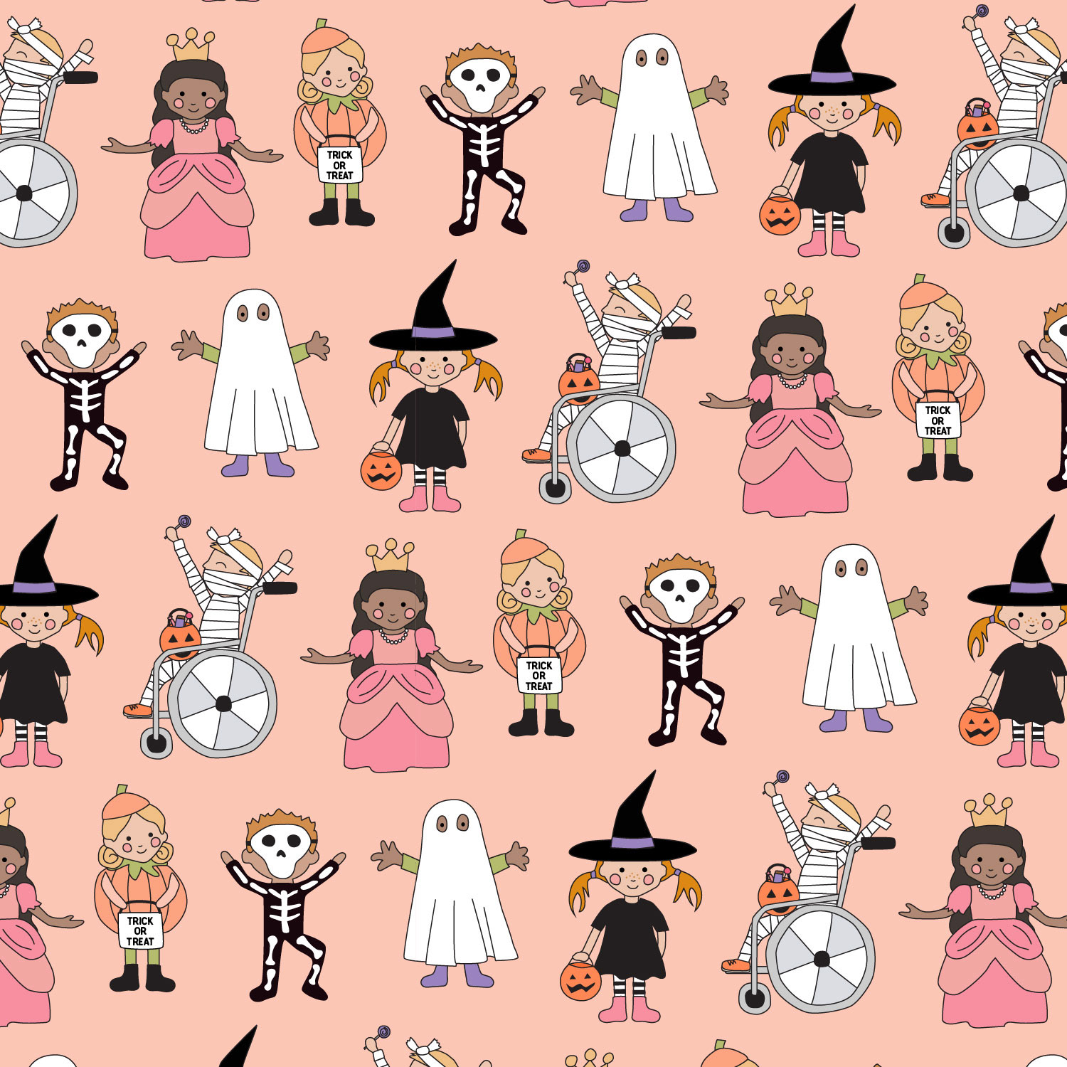 trick or treat kids pink