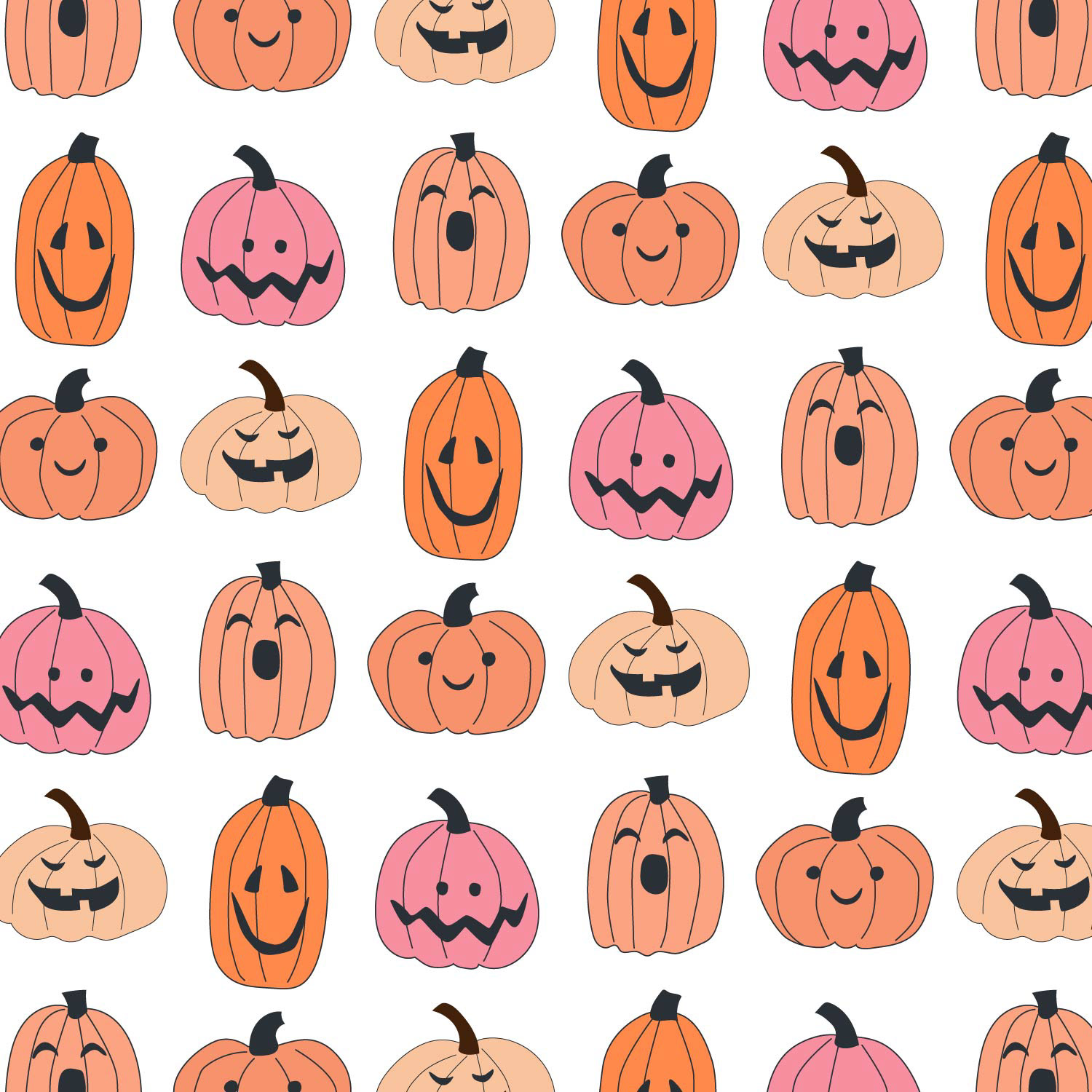 groovy bright pumpkin faces