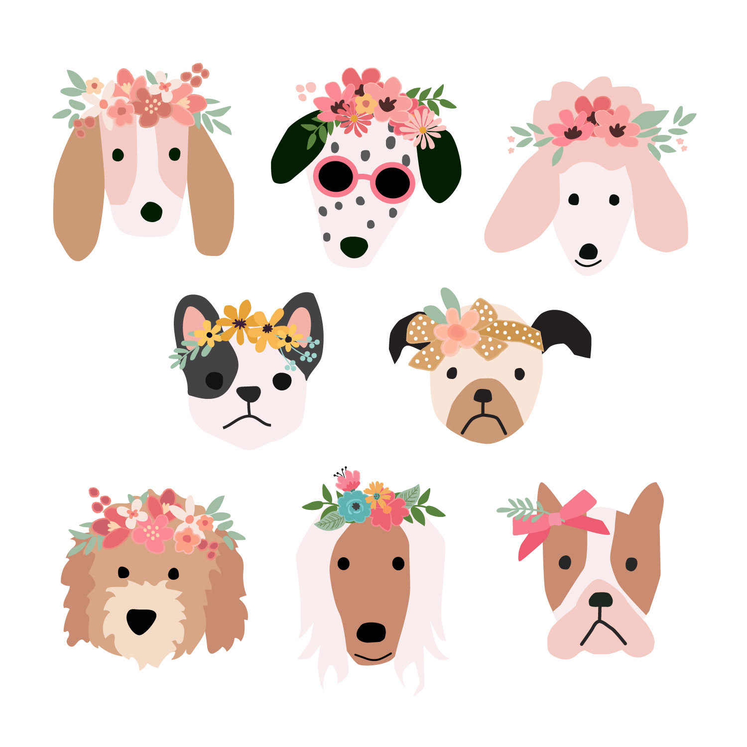 Original pups with Flowers