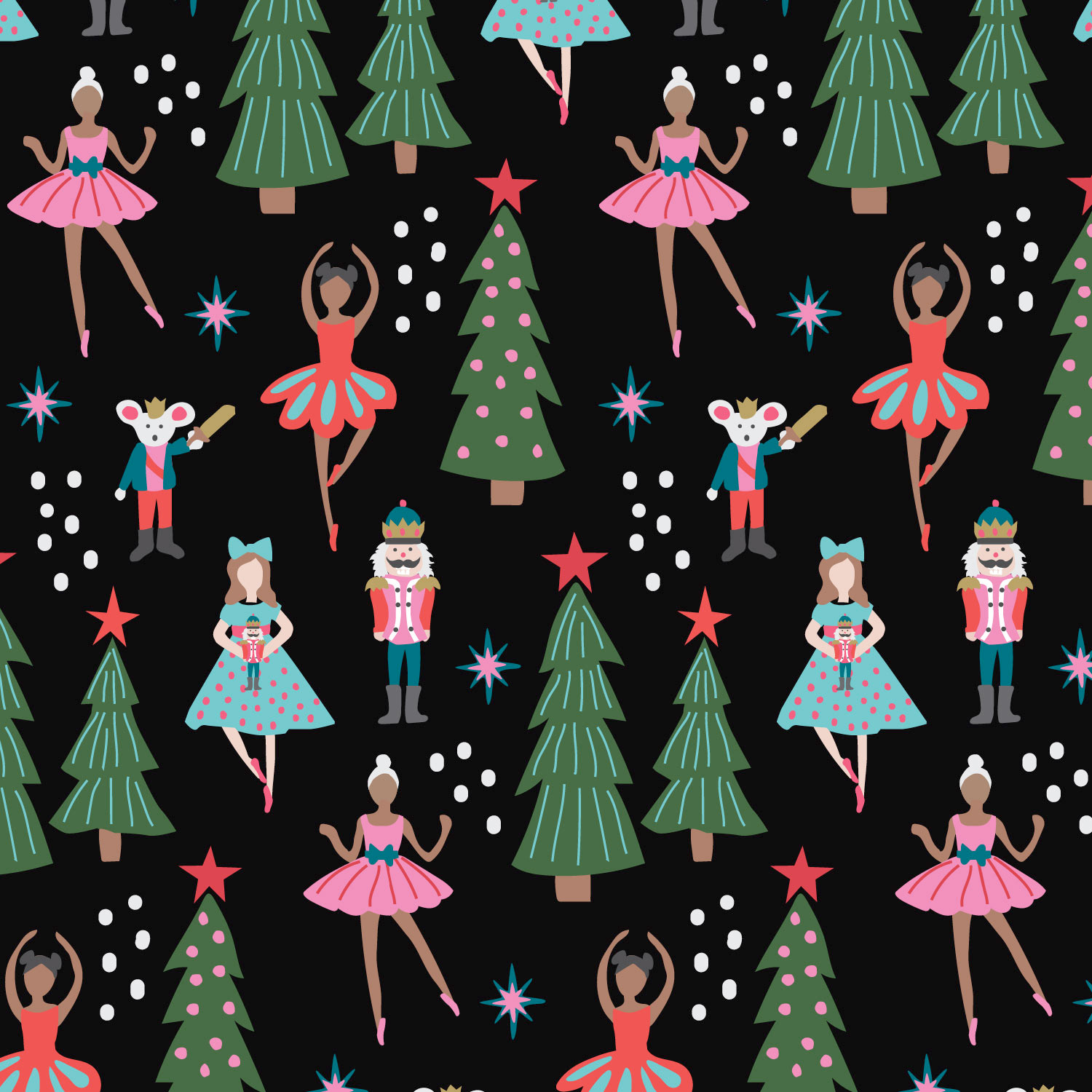 Nutcracker Ballet on Black