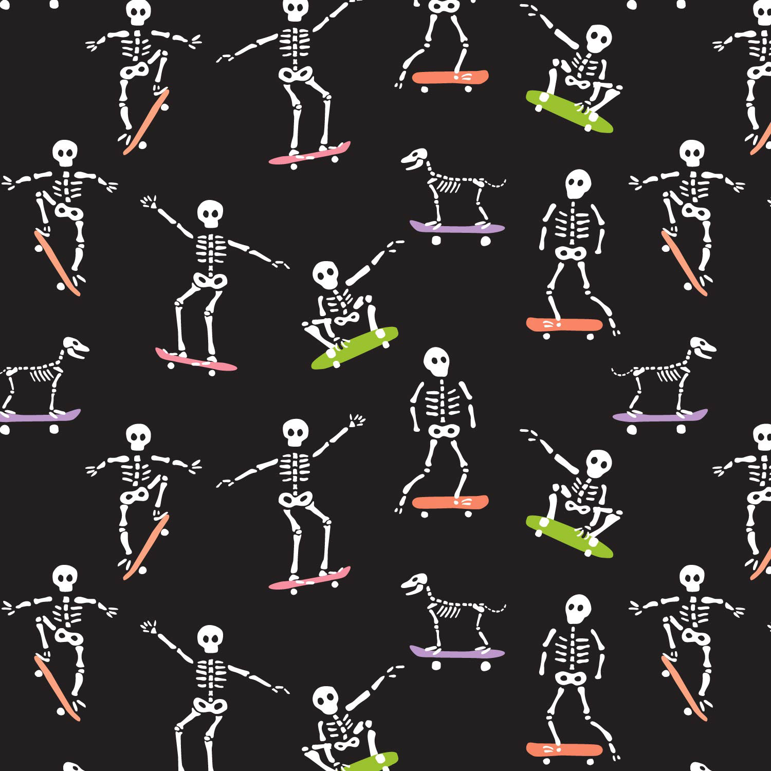 groovy bright skate skeletons