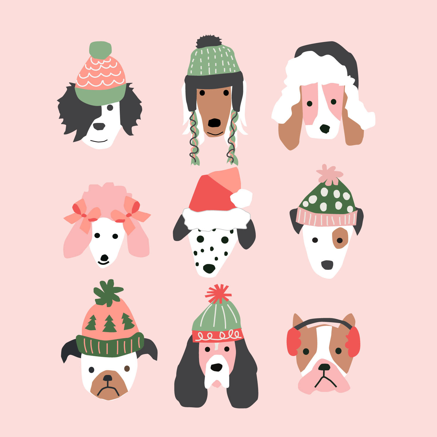 Original Pups in Hats on Pink