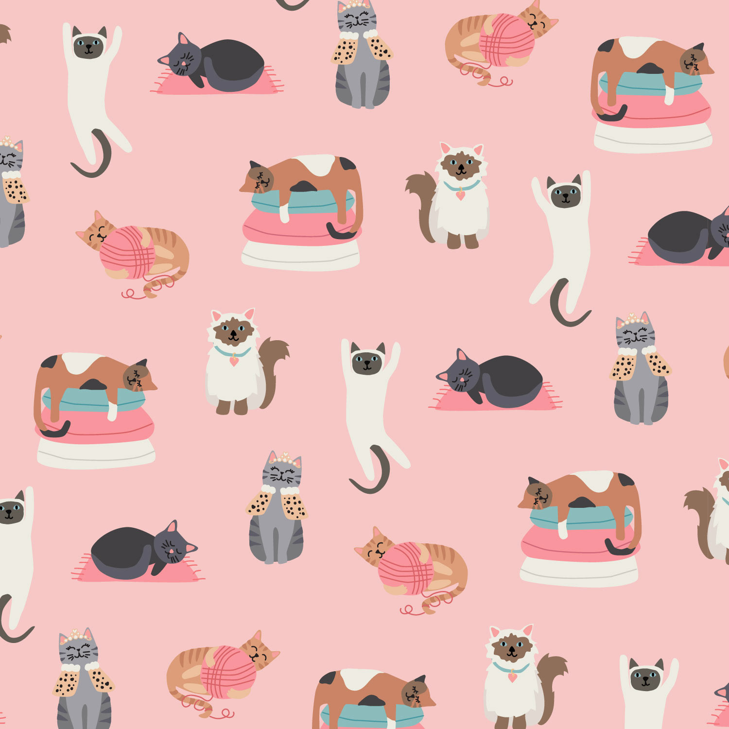 Silly Cats on Pink 
