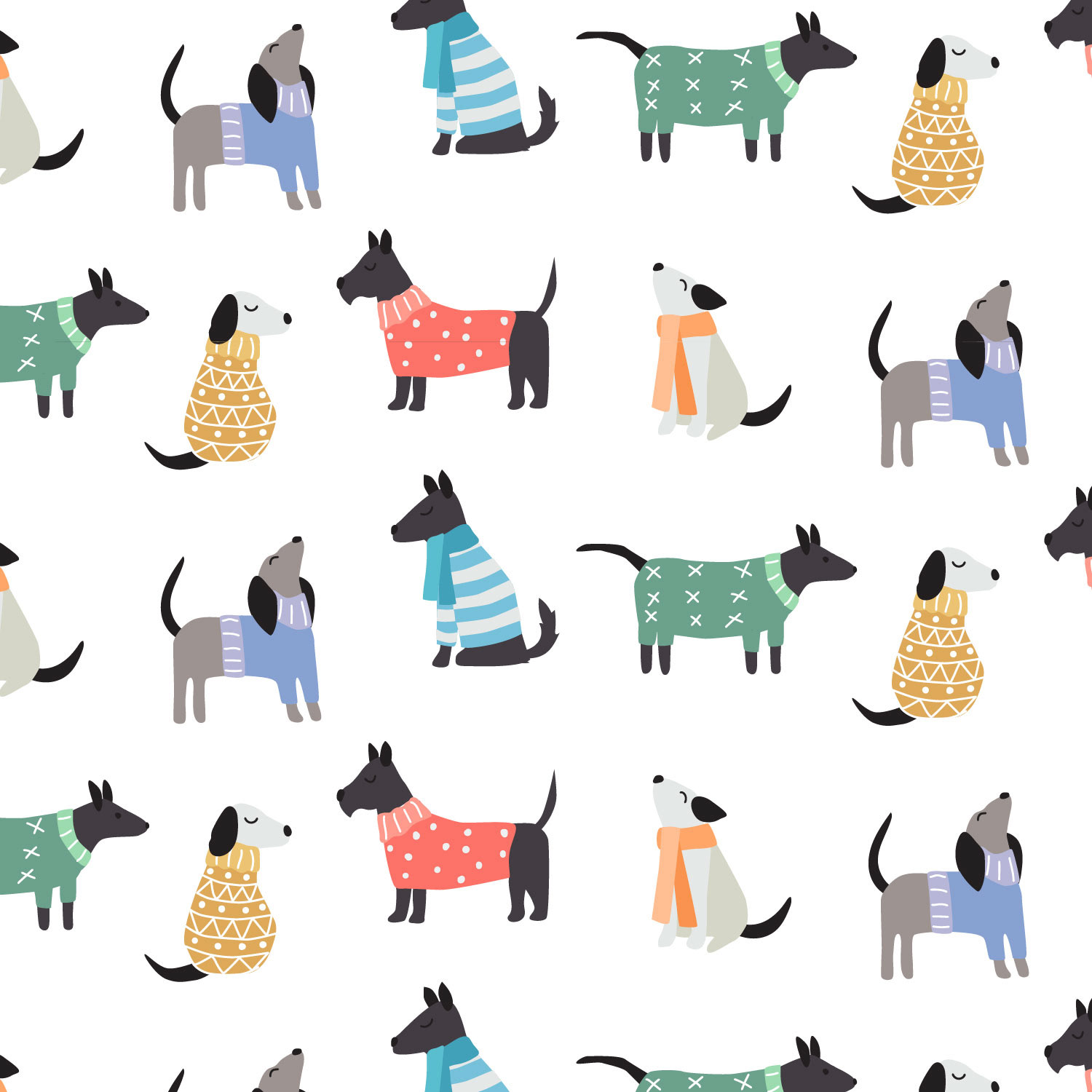 Dogs is Sweaters Bright Pattern