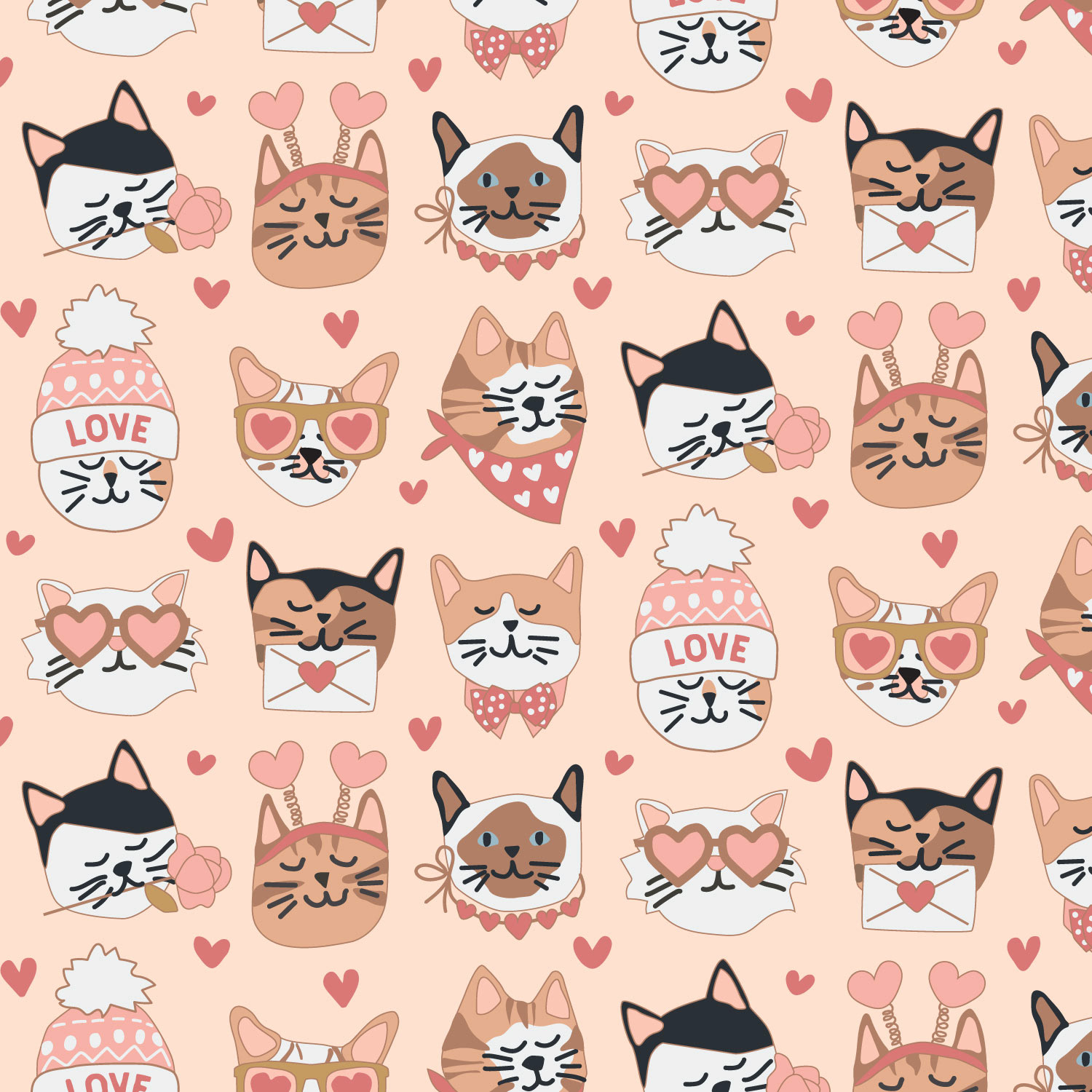 Valentine's Day Cats pattern