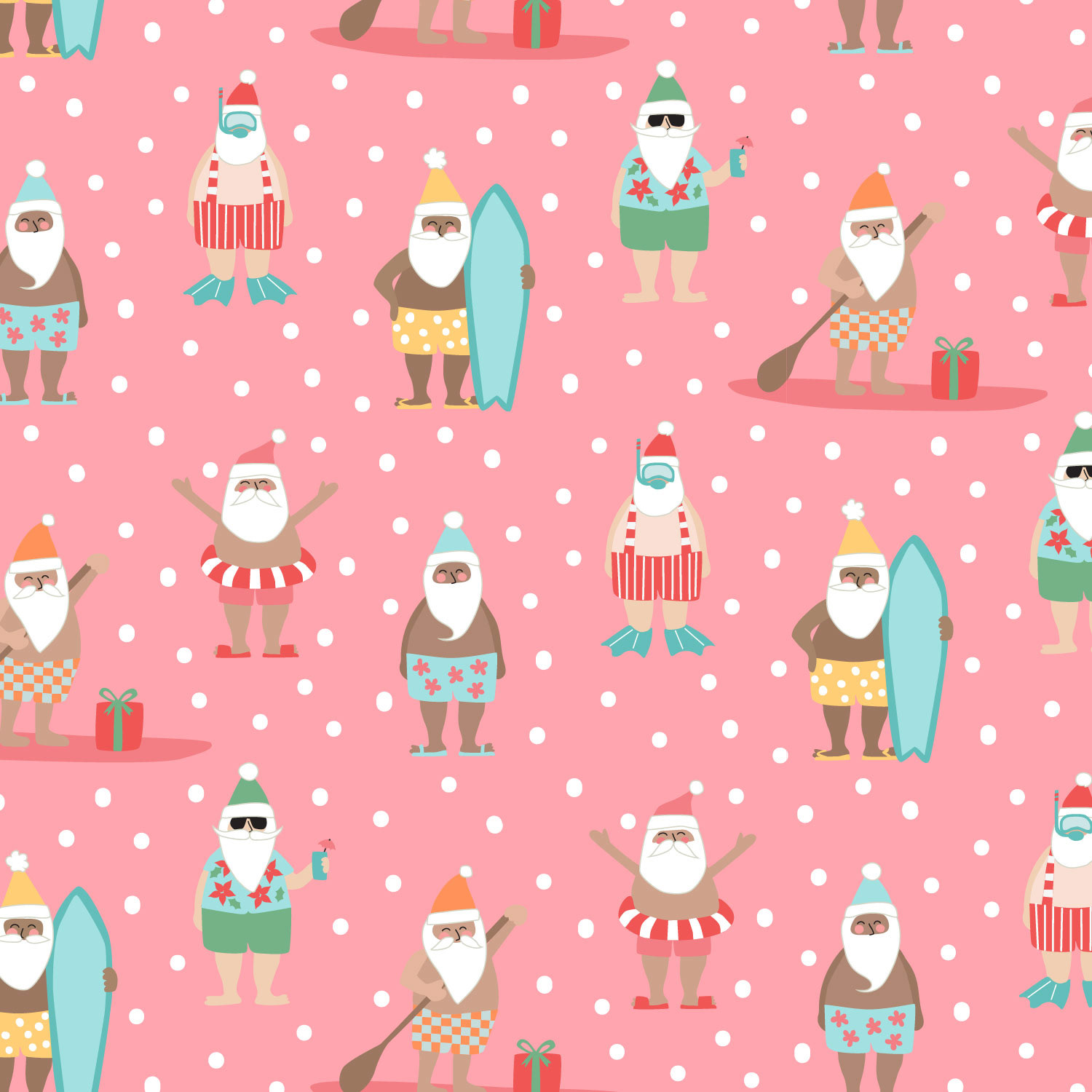 Surfin Santas Pink