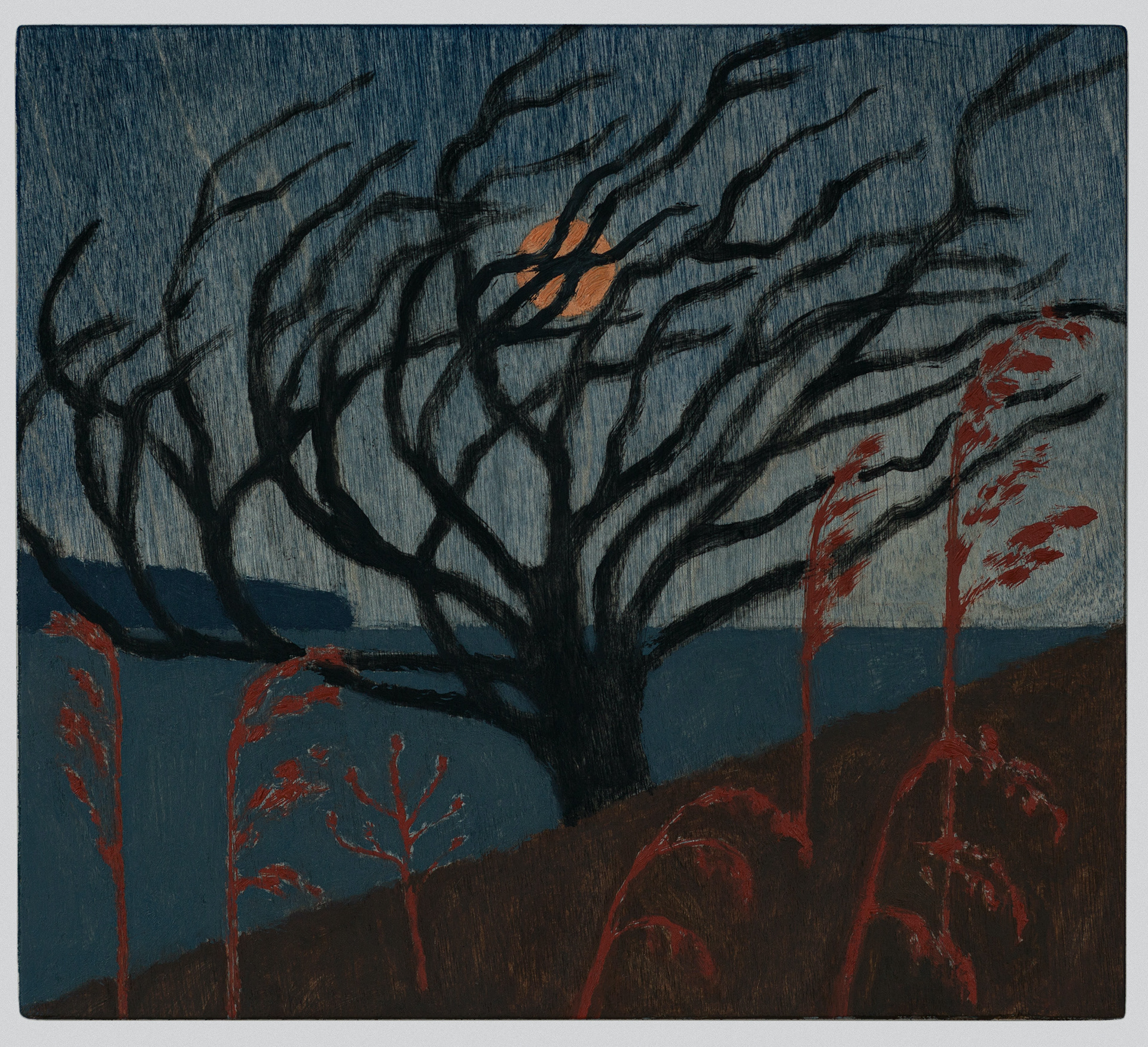 James Morse,
Ironwood Bluf, 2024
, oil on wood, 18 x 20 cm