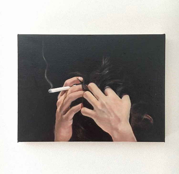 “Writer” (2017), 24.5x33.5cm, oil on linen