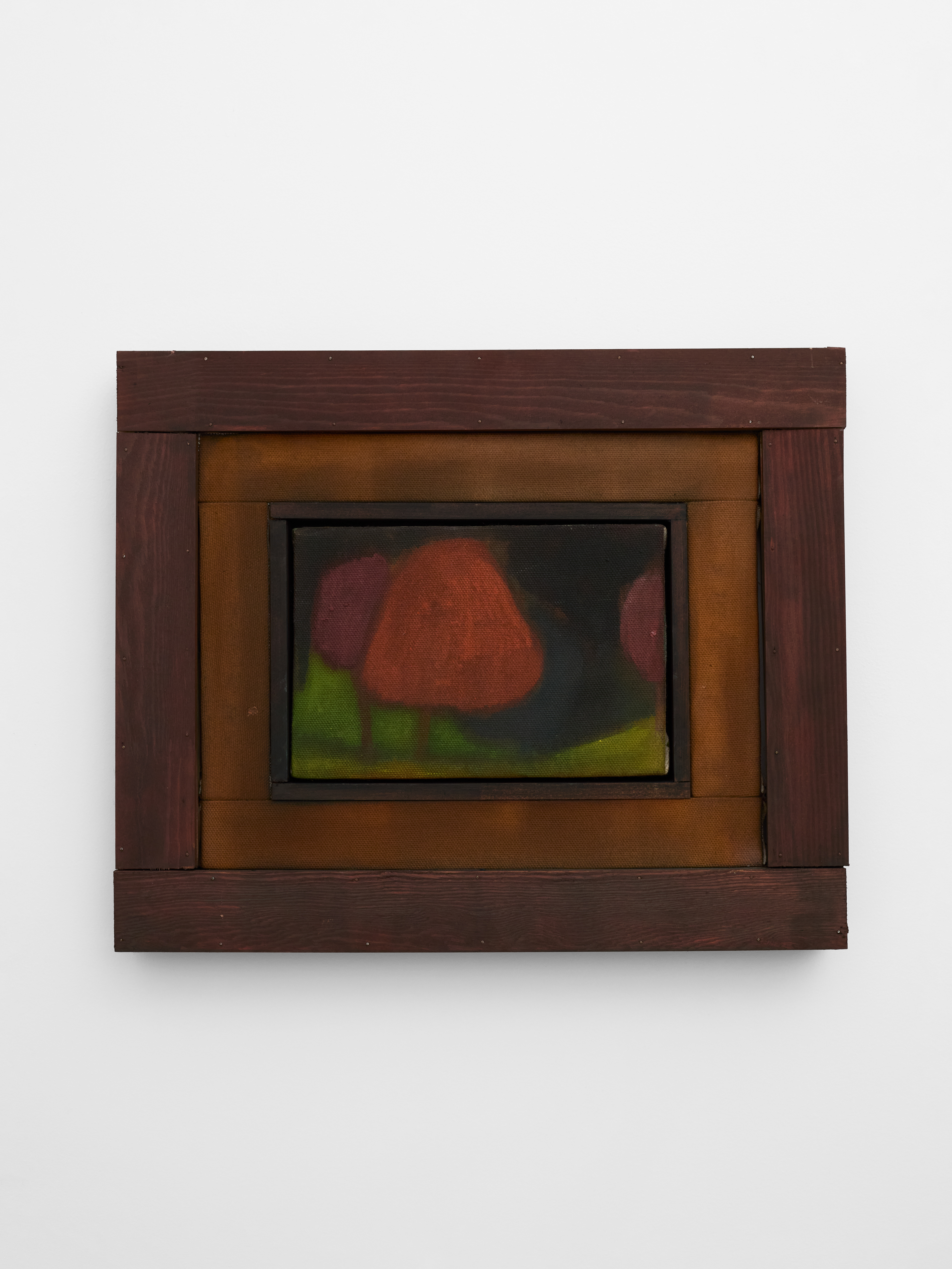 Maxime Testu  L'arbre orange, 2025, encre, gomme arabique, pigments, peinture à huile, bois, 42x35x6 cm