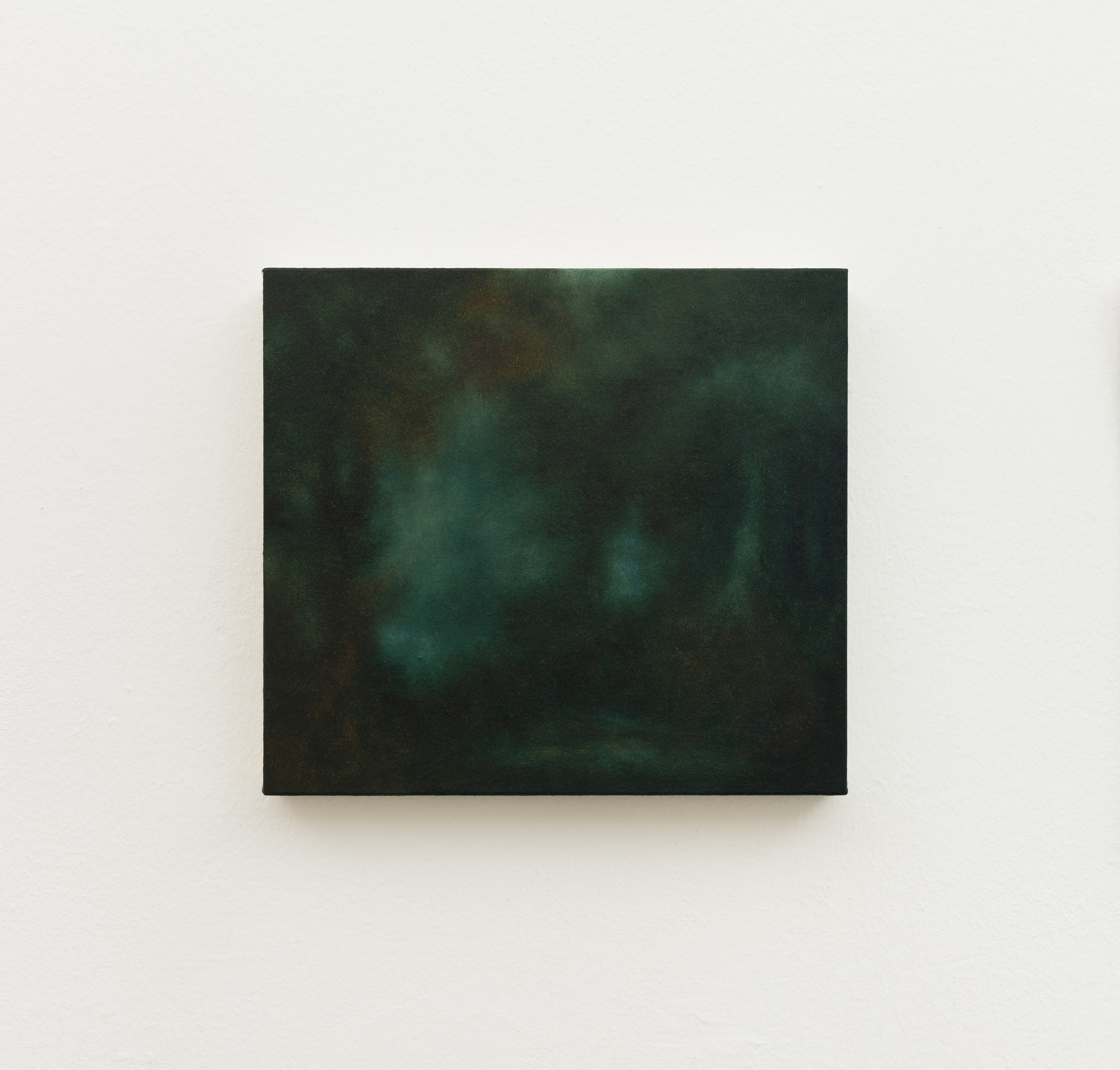 JÖRG KRATZ, taking cover in moonrays, 2026, Oil on canvas mounted on wood,  18 x 20 cm 
