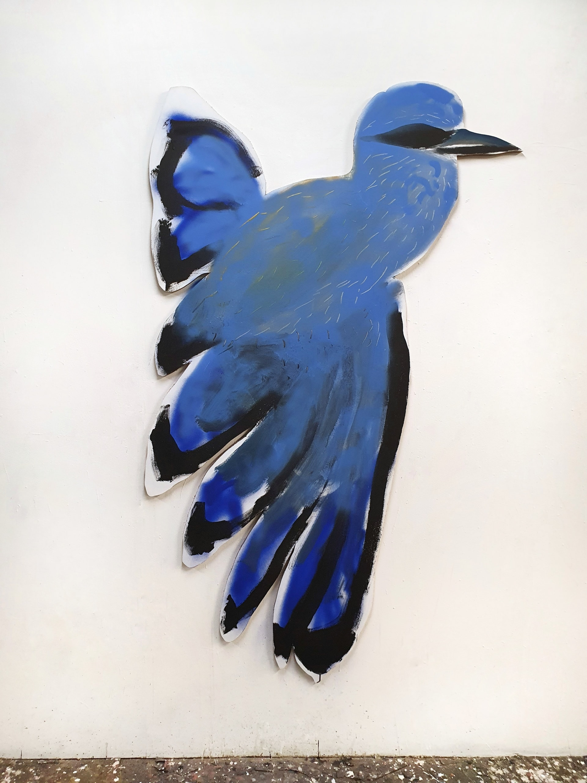Cuicui 14, Acrylique et spray sur bois maroufle sur carton recycle, 190 x 100 cm, 2021