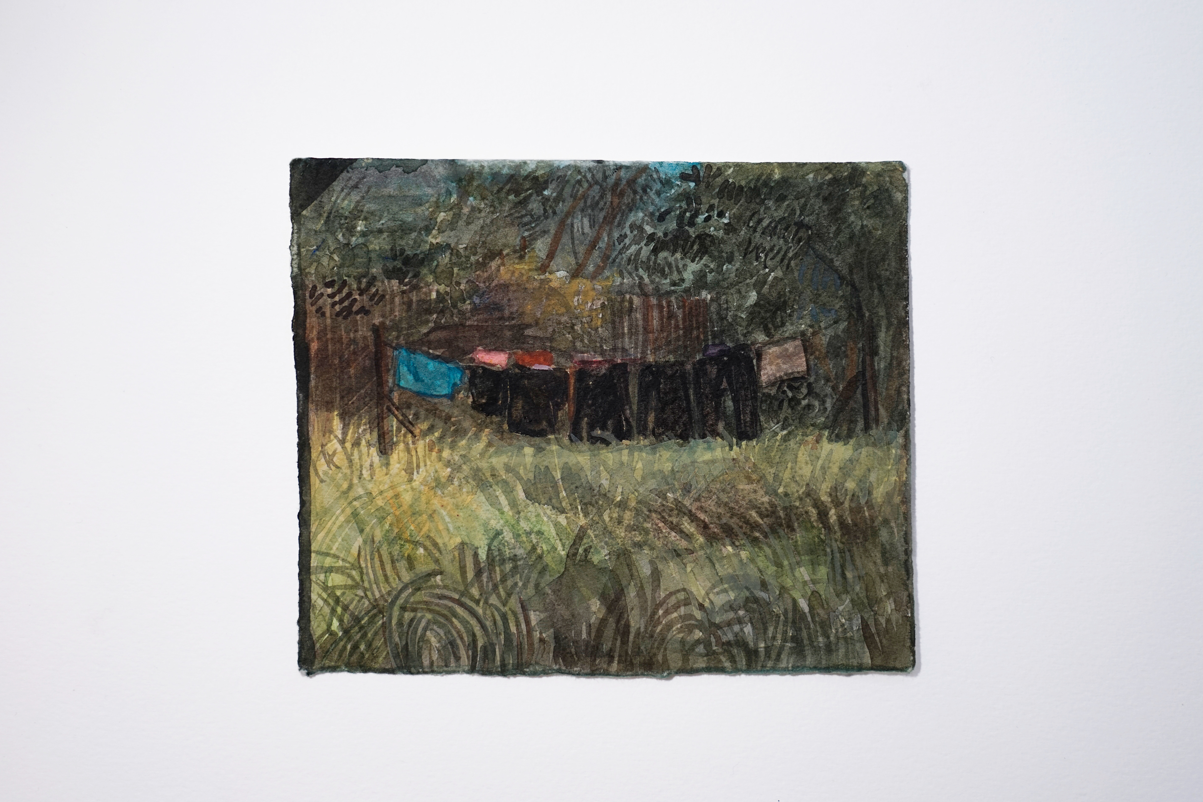 Victor Puš-Perchaud, Herbes folles à la coloc, 2025, aquarelle sur papier,  18 x 15 cm