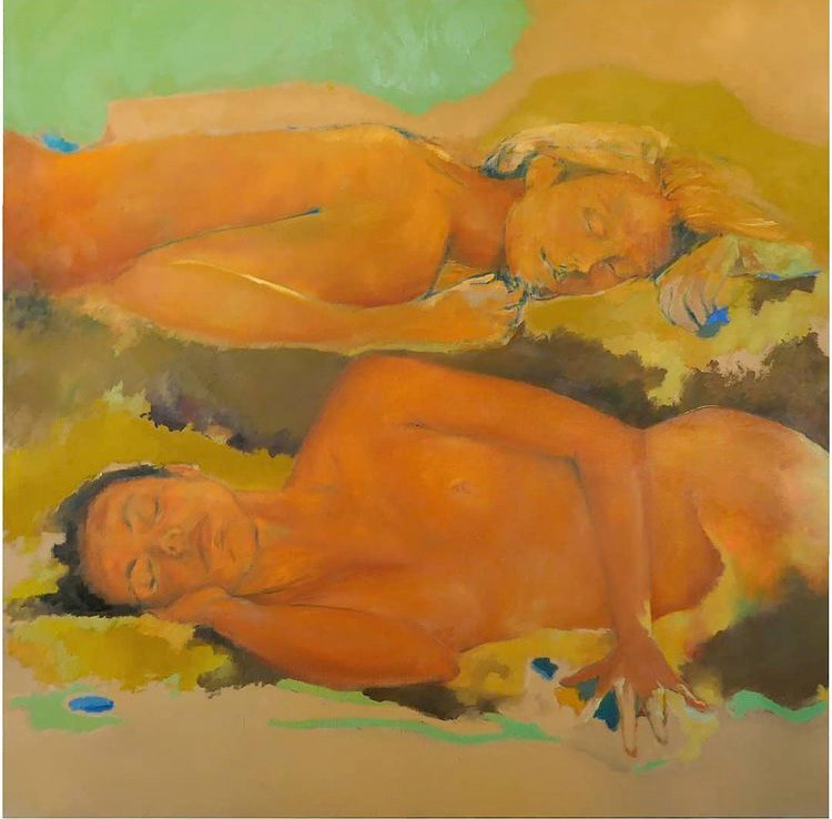 Coups de soleil, Huile sur toile, 115x115cm