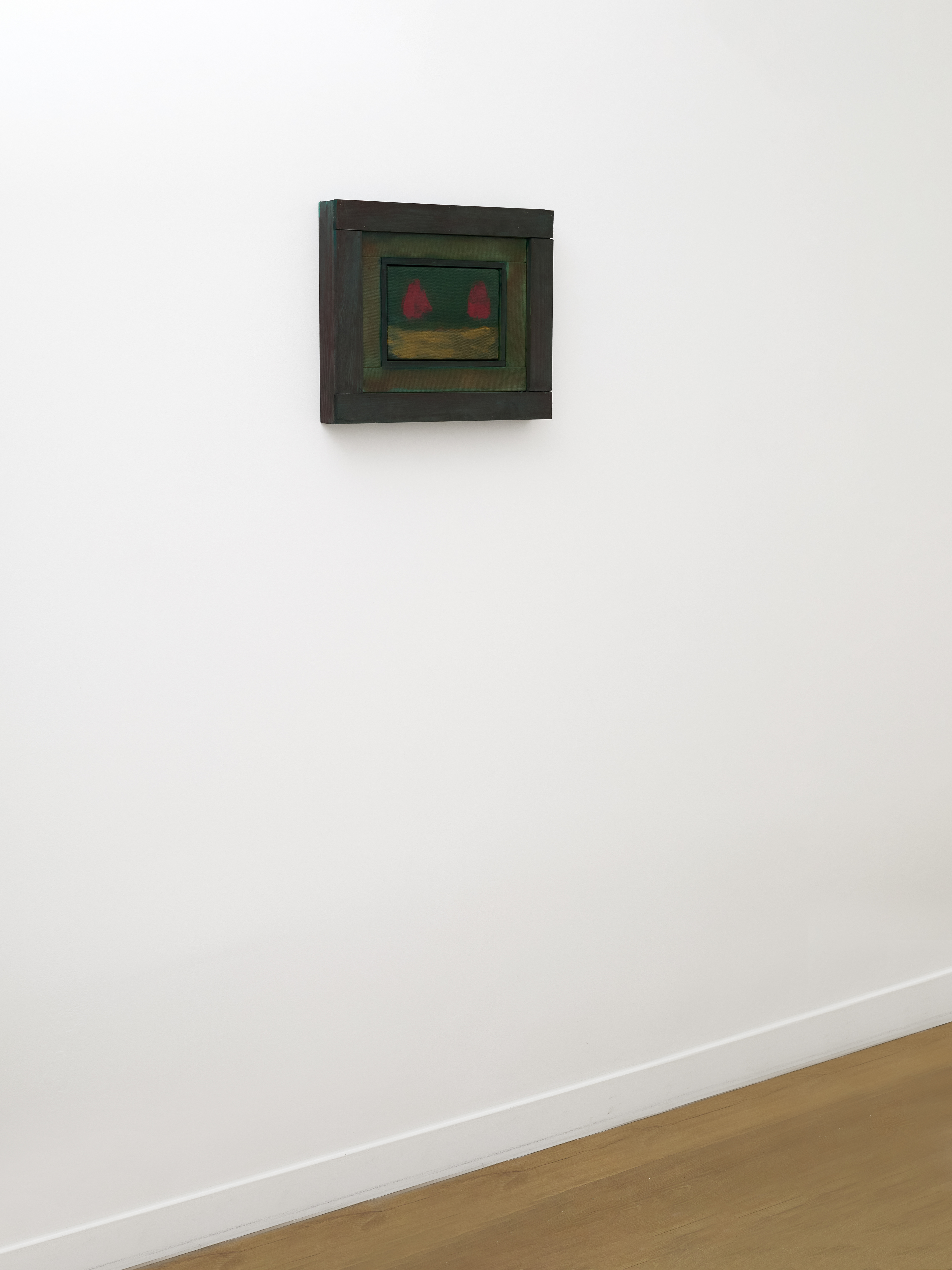 Maxime Testu  Deux arbres rouges, 2025, encre, gomme arabique, pigments, peinture à huile, bois, 42 x 35 x 6 cm ©Albane Durand-Viel