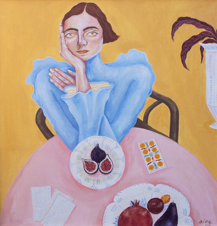 Mujer celeste , 70 x 70 cm