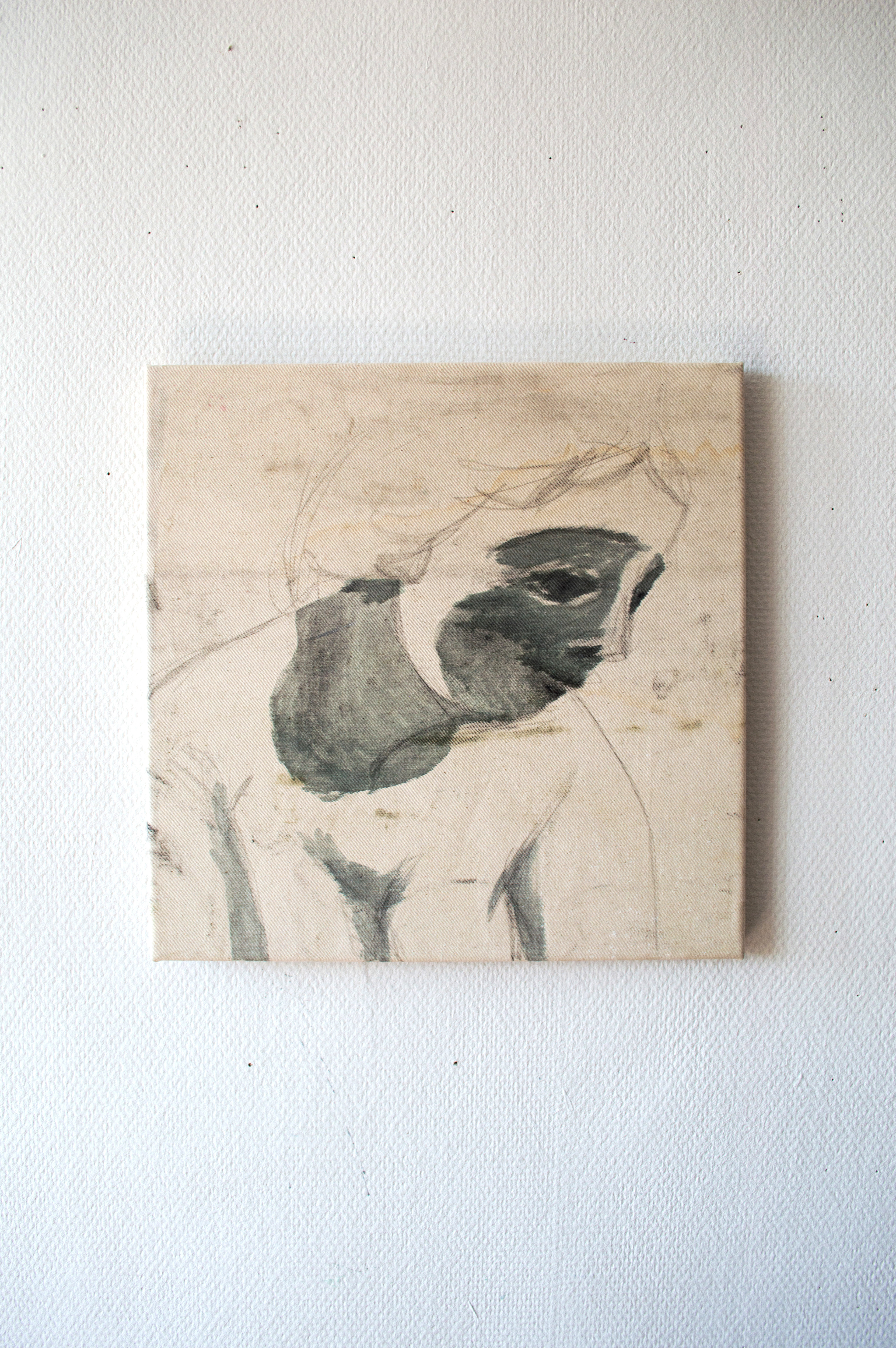 Ivan Arlaud, Rêverie, aquarelle et graphite sur toile, 40x40 cm
