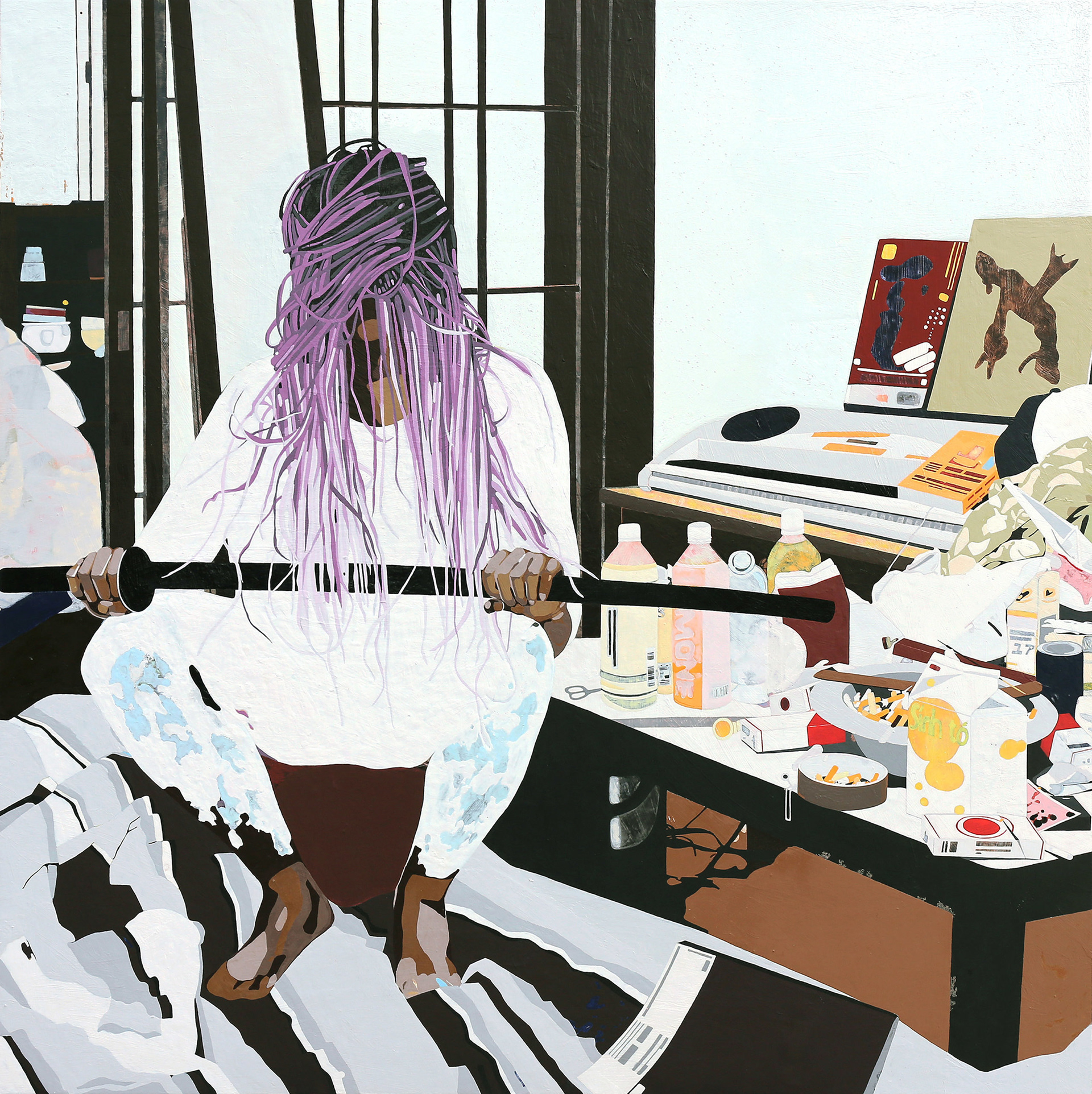 Hikikomori 3, acrylic on wood, 122 x 122 cm, 2020