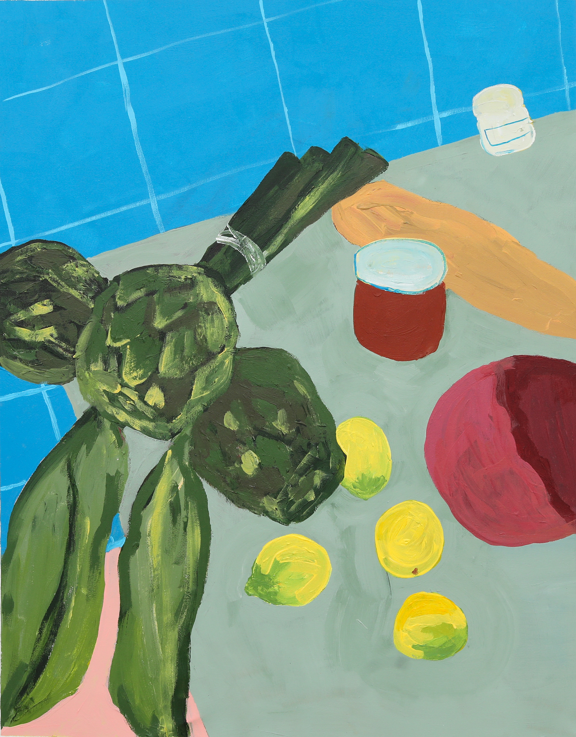 Three Artichokes a Day, 2020, Bitter Oranges series, Acrylic on canvas