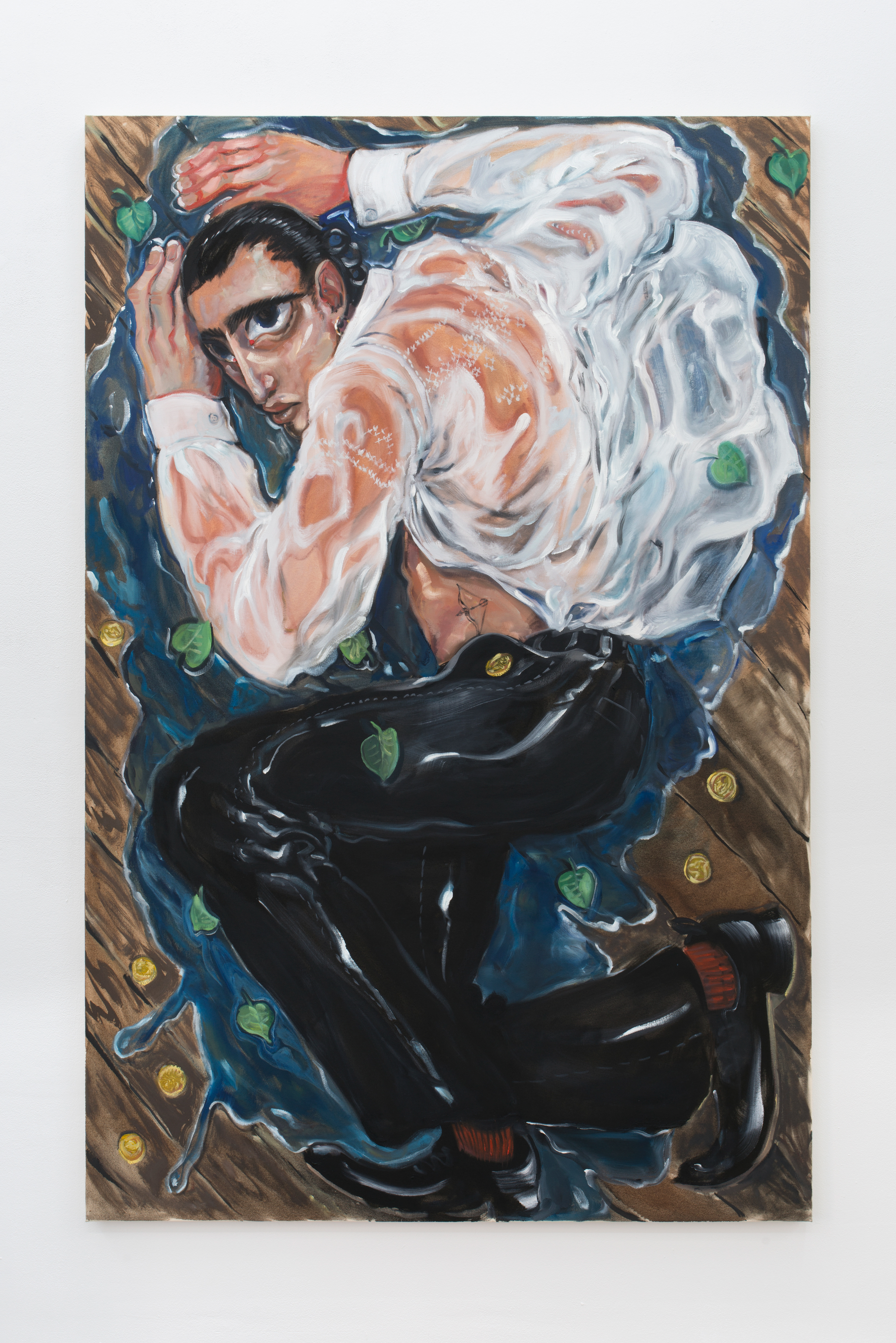 Ramener de l'eau à son moulin I, 2021, Oil on canvas, 195x130cm © Isabelle Arthuis, Courtesy of Super Dakota