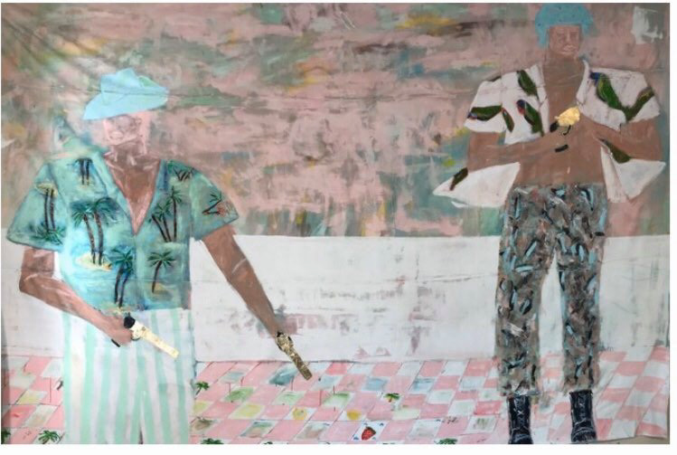 'Jolie Violence' , 300x470cm Acrylic and gold leaf, canvas 2019