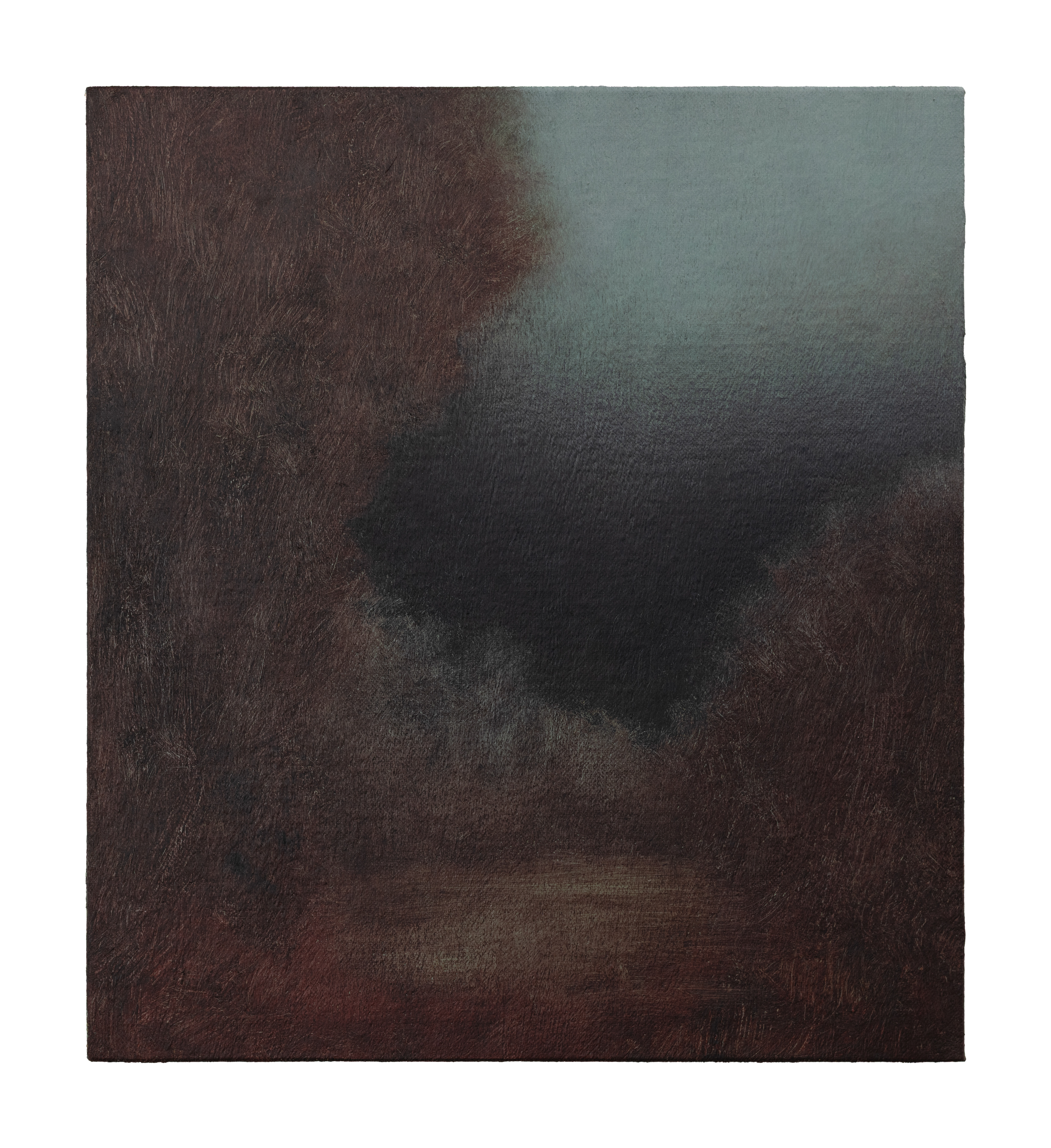 Jörg Kratz,  thunder in the mountains, 2025, oil on canvas mounted on wood, 20 x 18 cm 