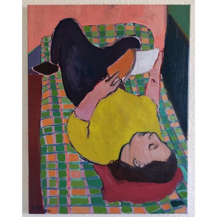 Clara reading, oil on linen, 50x65 cm, 2020