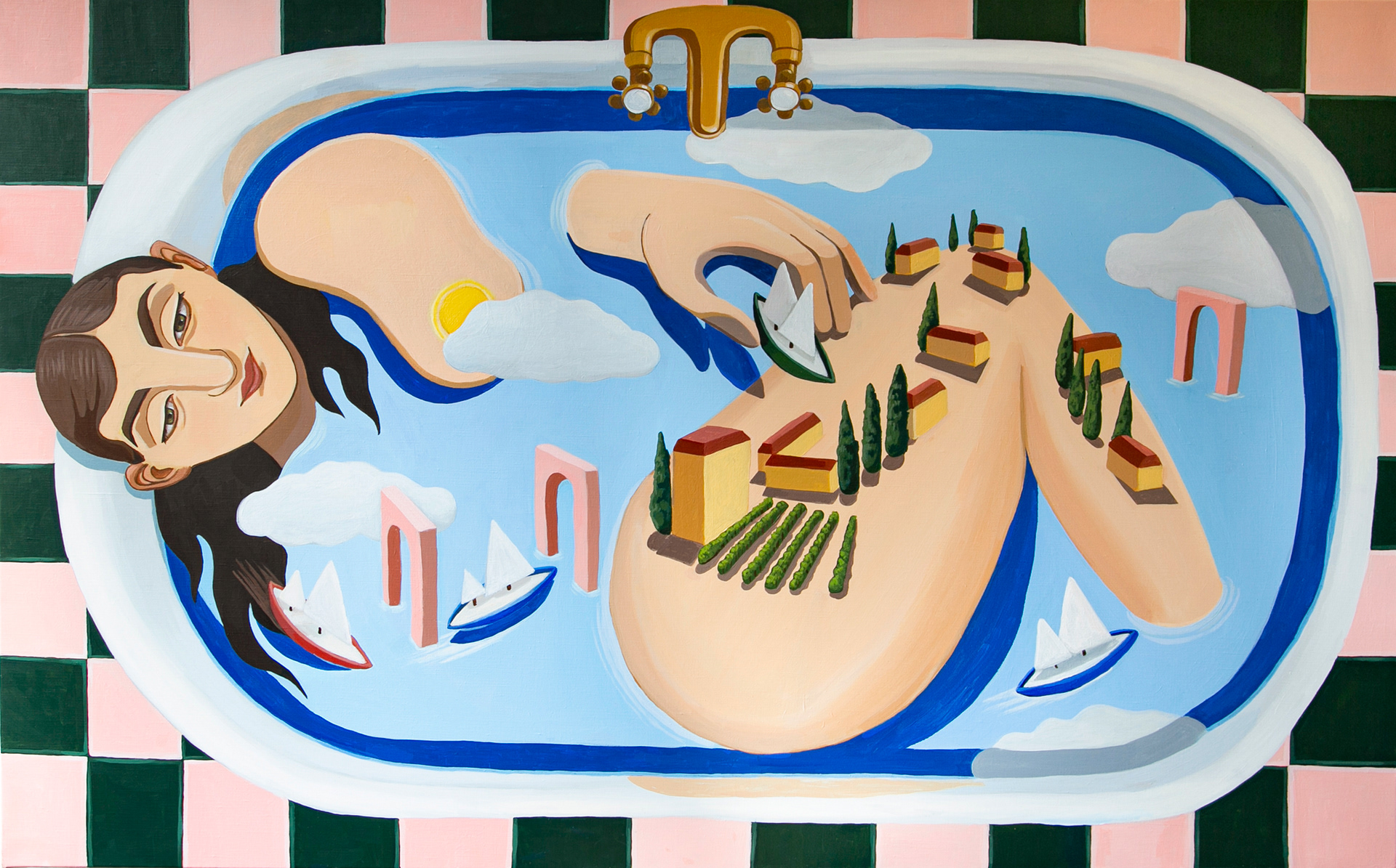 La Baigneuse, 2021, Acrylic on canvas, 81 x 130 cm