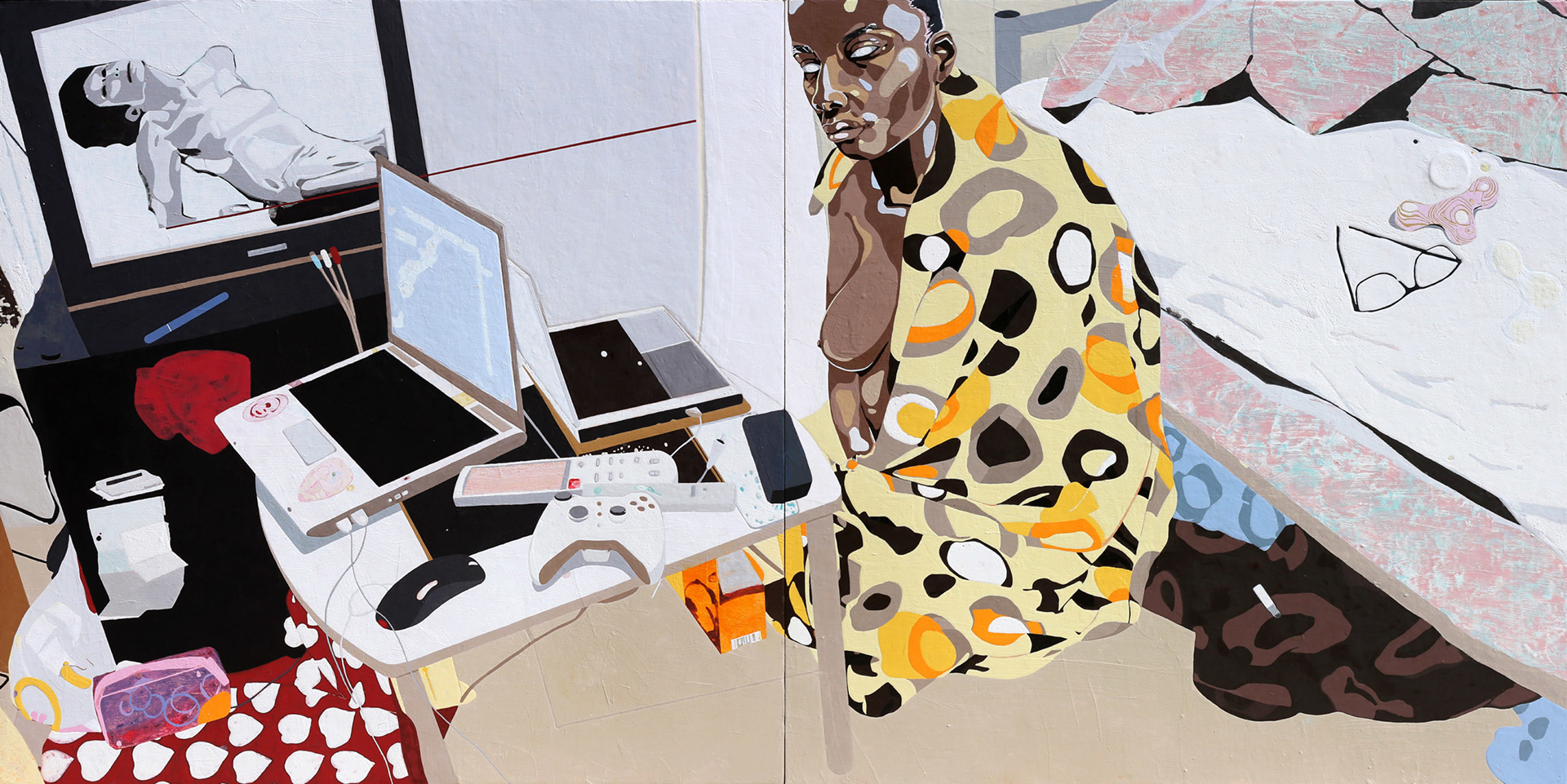 Hikikomori 2, 2020, acrylique sur contreplaqué, 122 x 244 cm